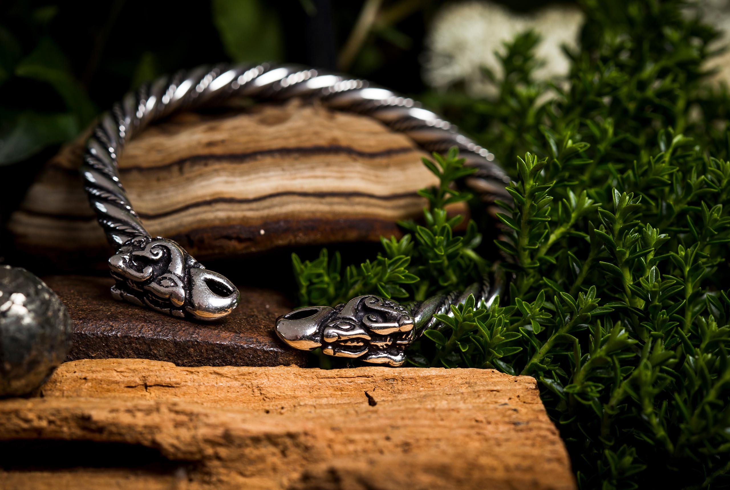 Windalf Wikinger Armreif ODINS RABEN Ø 5.6 cm Odin-Schmuck Hugin & Munin Armschmuck Handarbeit 925 Sterlingsilber