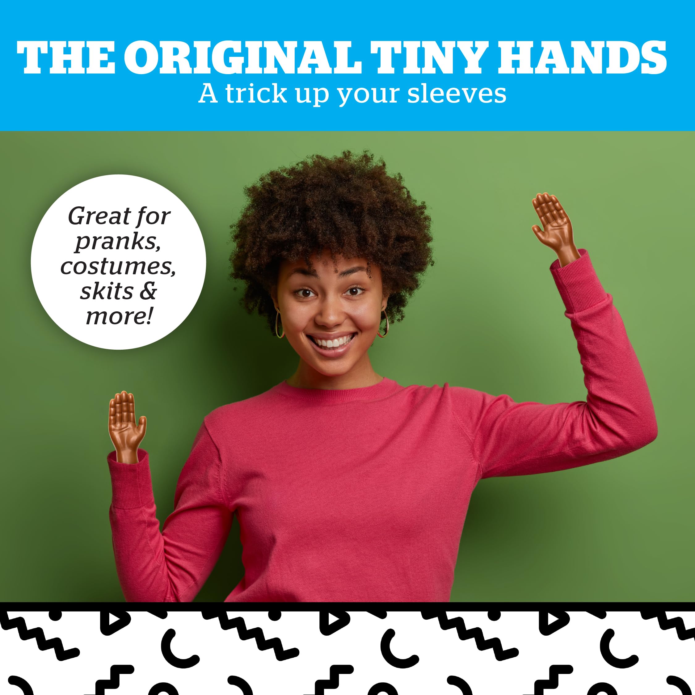BigMouth Inc Tiny Hands Gag Gifts Baby Hands on a Stick - Fake Small Hands for Costumes and Pranks - Funny Stick Puppets - Dark Skin Tone Tiny Hands