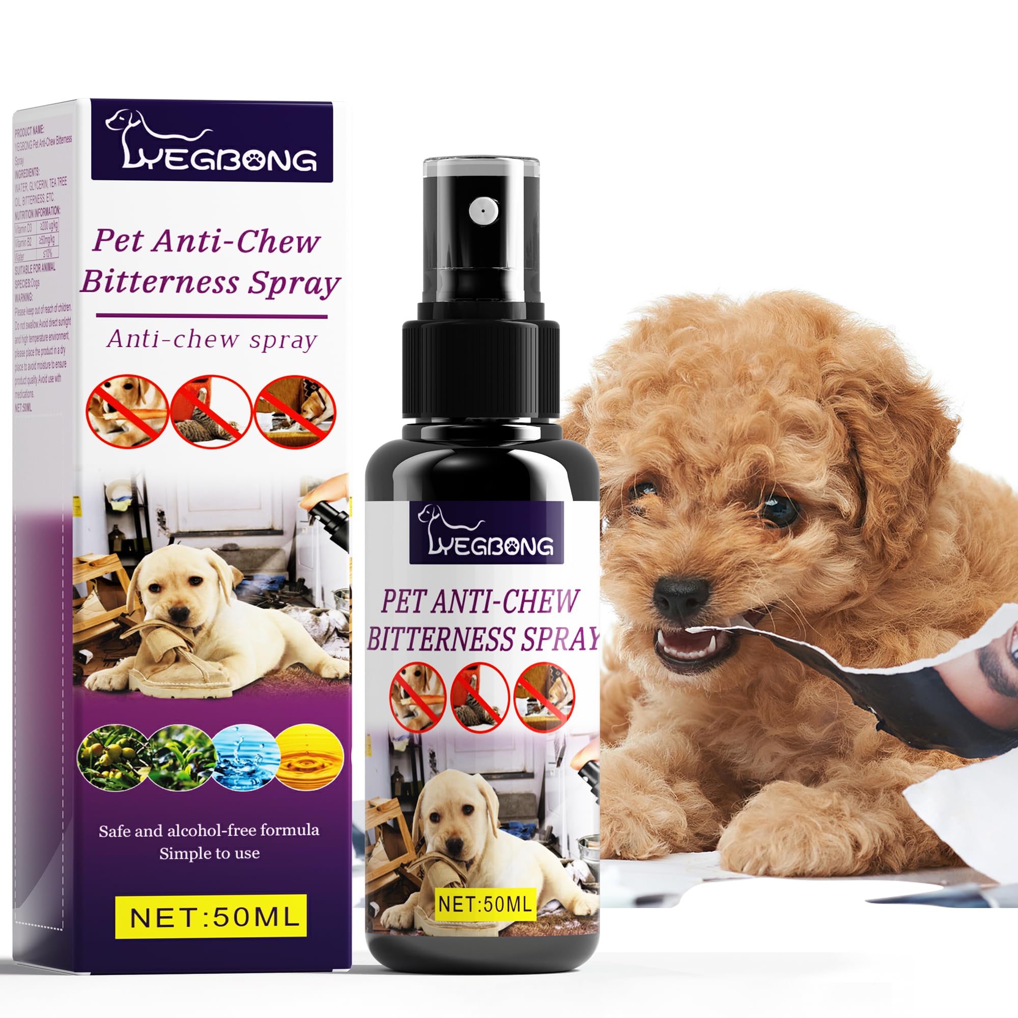 Bitter Apple Spray for Dogs to Stop Chewing, Nature Safe No Chew Spray  for Dogs, 50Ml Effective Anti Chew Spray for Dogs, Dog Deterrent Spray to 