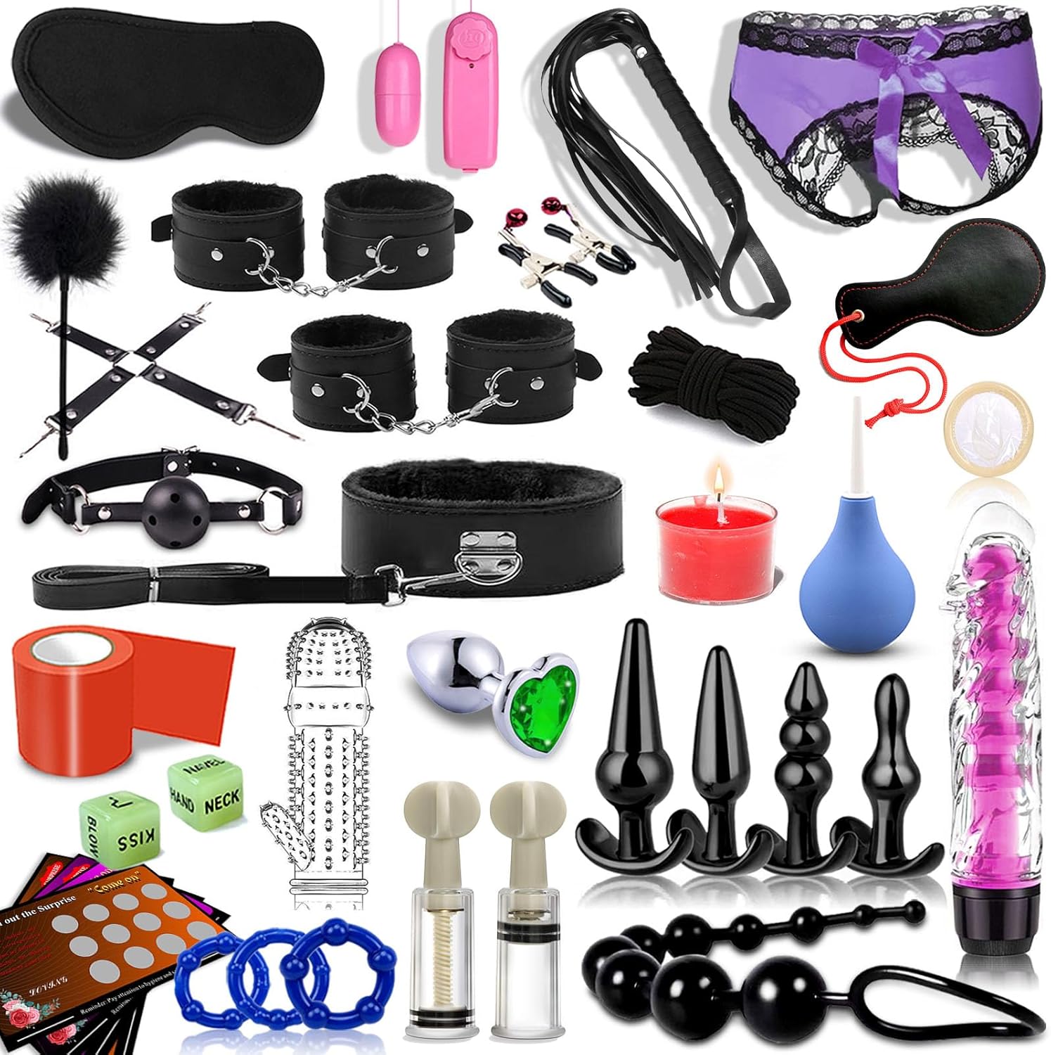 Sex Toys BDSM Kit for Couples Bondage Restraints Set,36PCS Adult Toy Kits with Bondaged Handcuffs & Butt Plug SM Games,Kinky Sex Toy Sexual Pleasure Tools for Women Men
