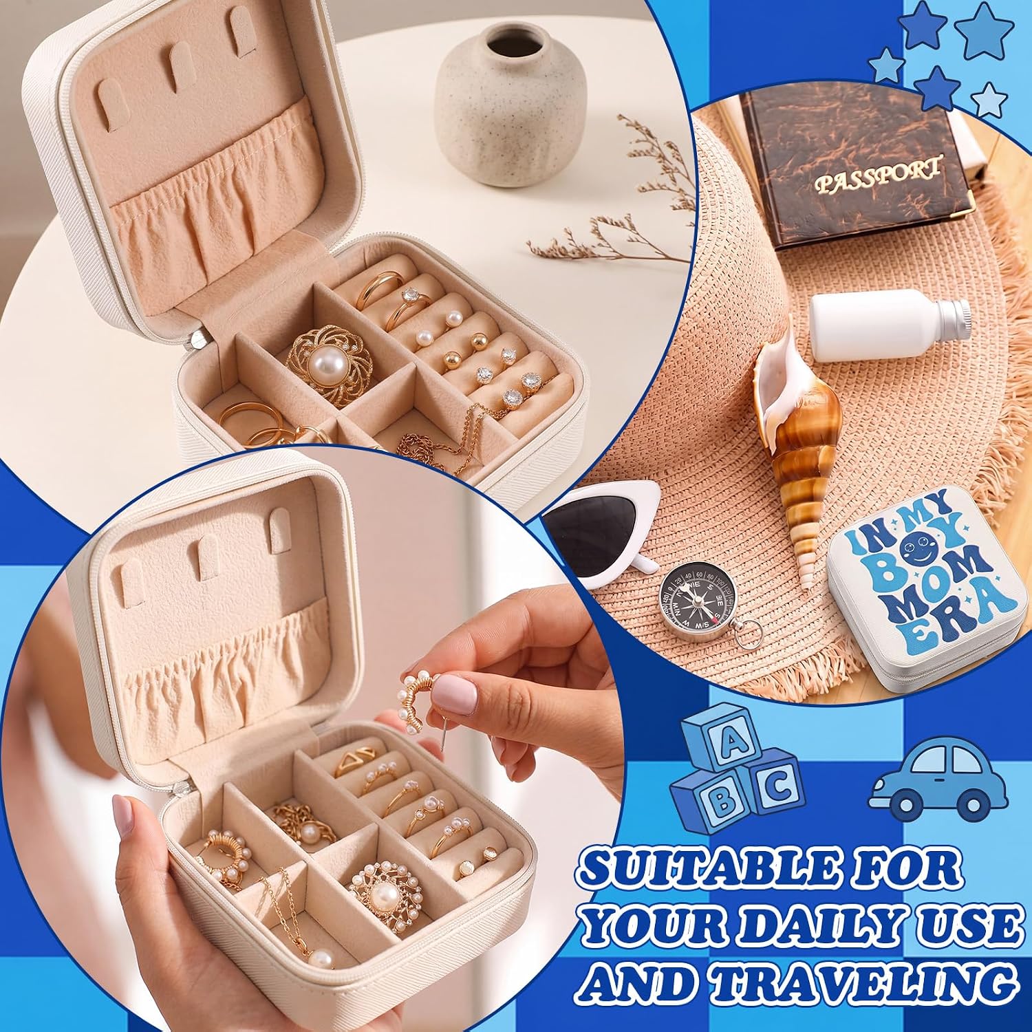 Nosiny Boy Mom Jewelry Box Gift, Small Jewelry Case for New Mama, in My Boy Mom Era Organizer for Birthday First Mothers Day Gifts Christmas, Expecting Mother image 3