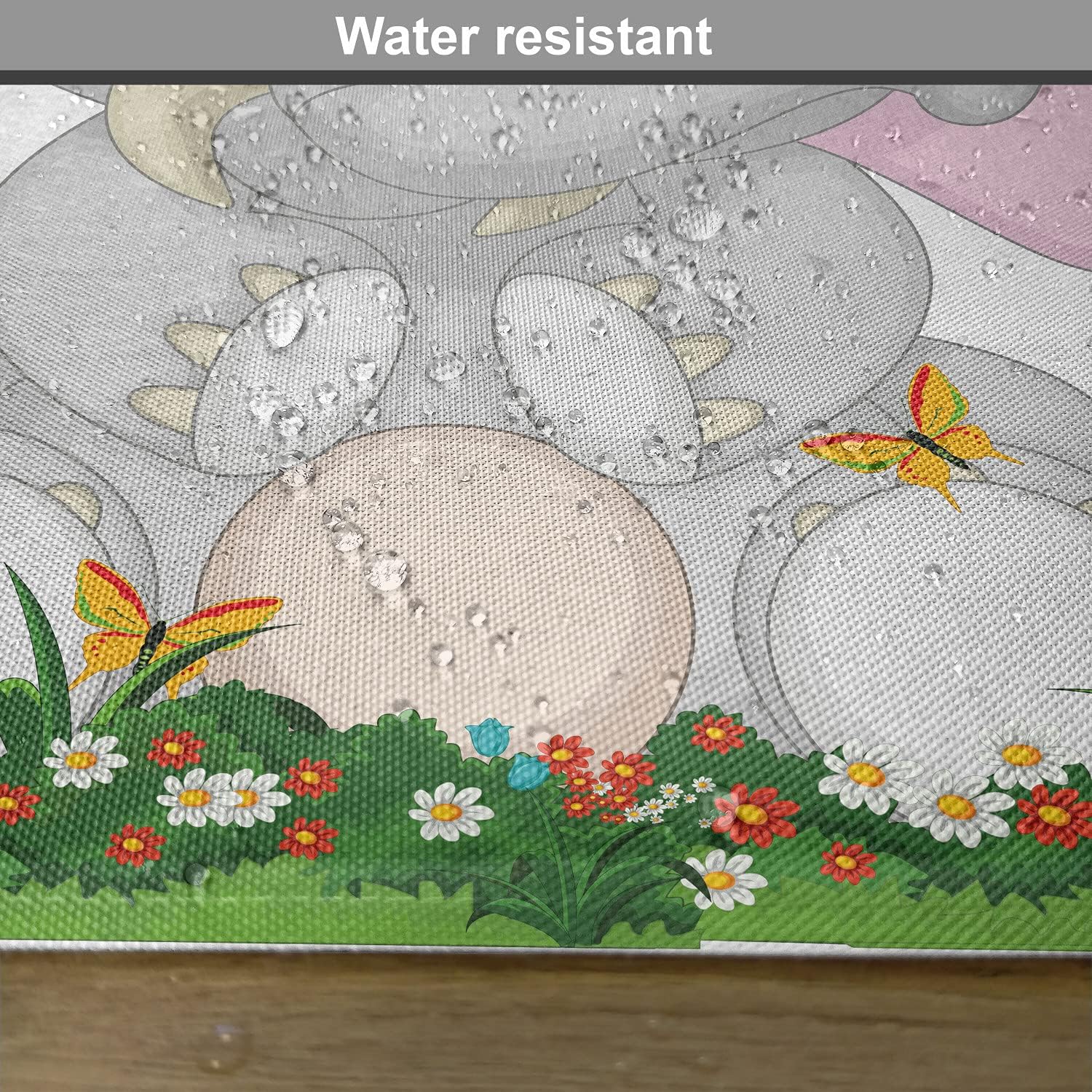 Ambesonne Elephant Nursery Place Mats Set of 4, Friendly Elephant Cartoon in Garden Daisies Butterflies with Huge Ears, Washable Fabric Placemats for Dining Room Kitchen Table Decor, Pink