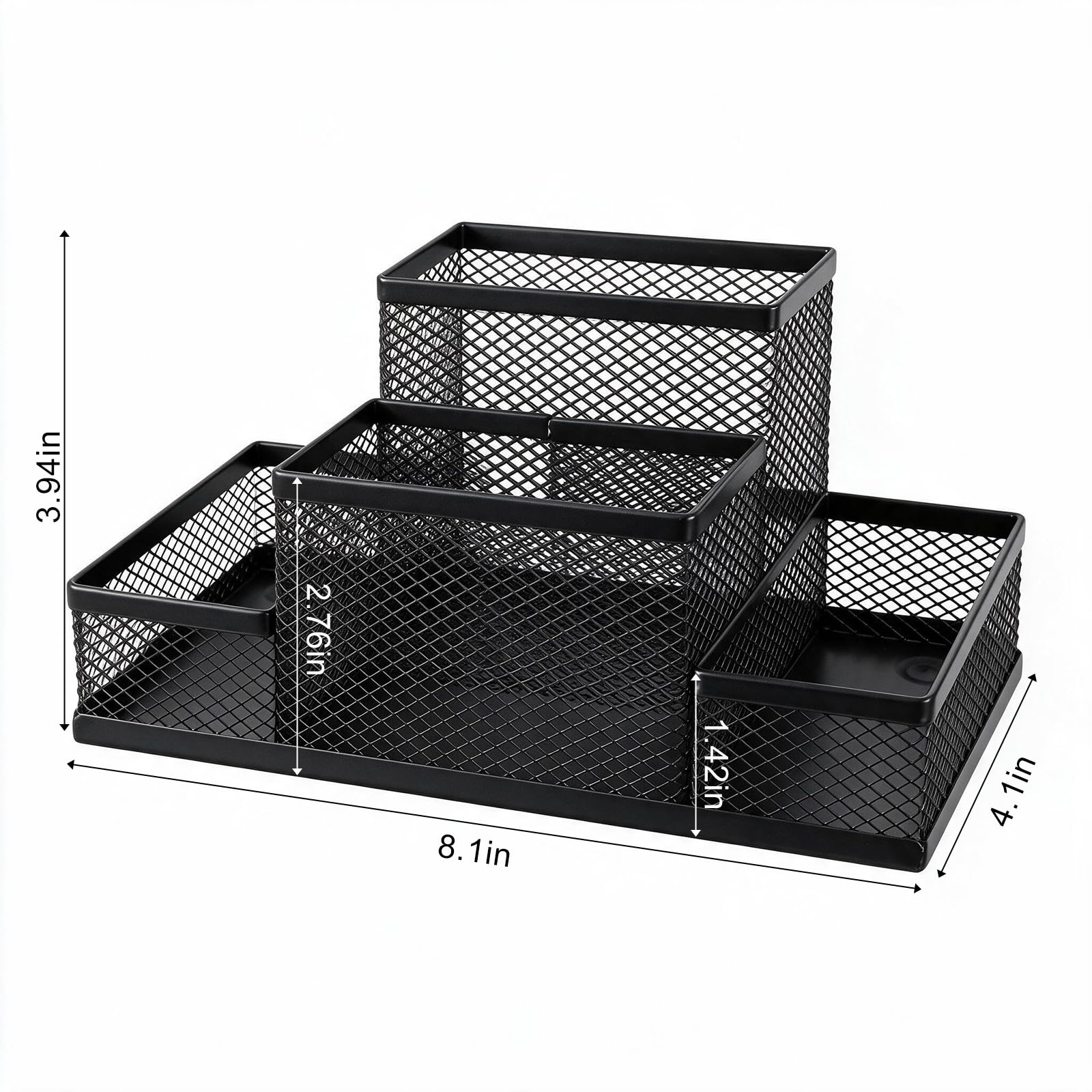Portapenne da scrivania, 6 pezzi, organizer a 4 scomparti in rete, forniture per ufficio