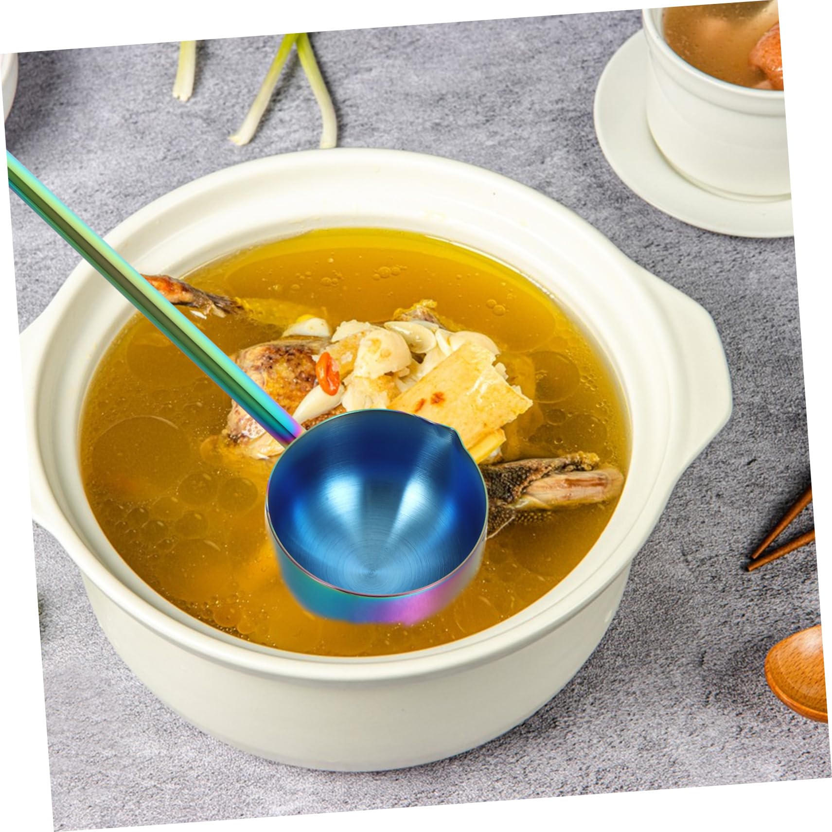 5 Piezas Cuchara De Acero Inoxidable Cucharón De Metal Cucharones De Cocina Para Olla Cucharón De Sopa De Acero Inoxidable Cucharones Para Cocinar Cuchara Para Calentar Aceite MAGICLULU