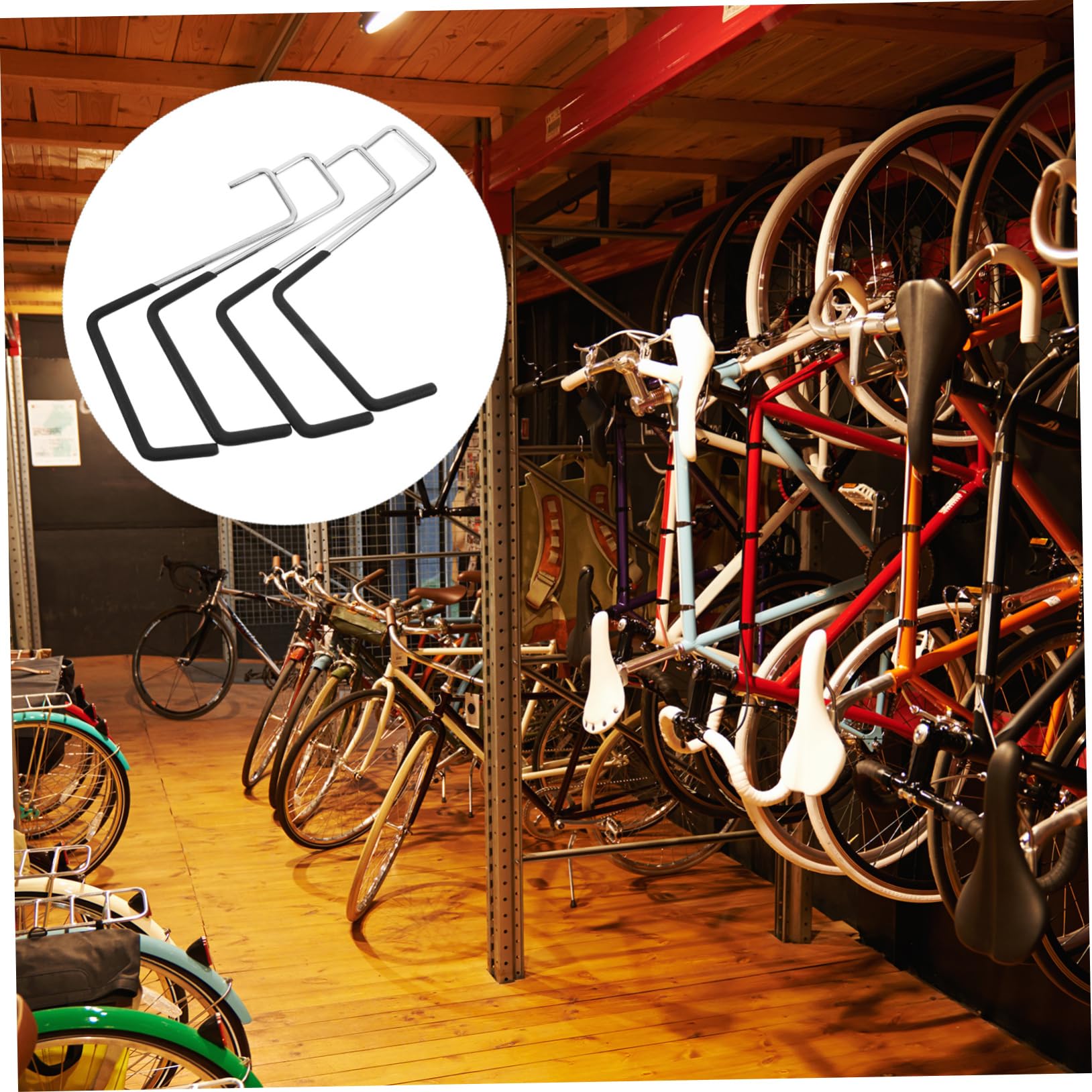 jojofuny 4 Pezzi Ganci da Garage per Bicicletta e Scala, in Ferro ad Alta Resistenza, Nero, Presa Salda, per Interni ed Esterni