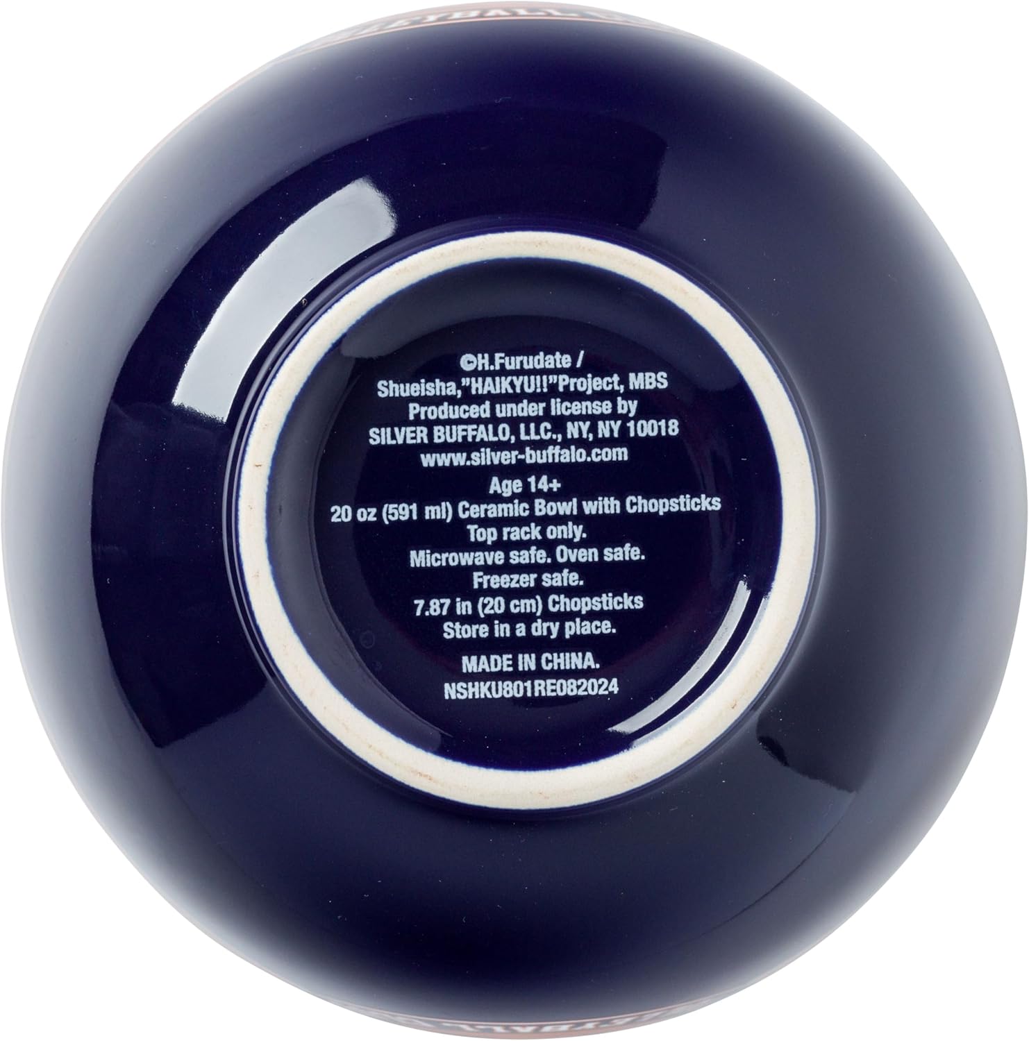 Silver Buffalo Haikyu! Karasuno High School Volleyball Club Ceramic Ramen Bowl with Chopsticks and Spoon, 20 Ounces