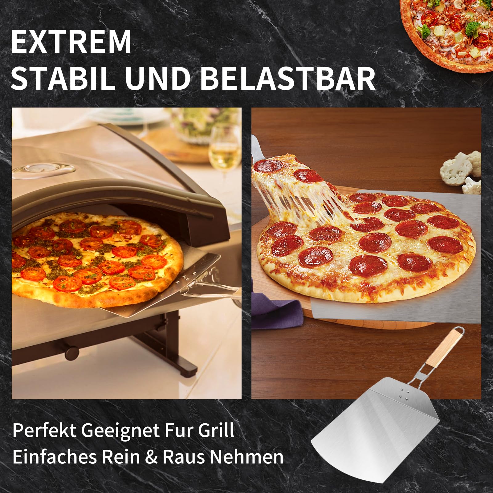 Pala Per Pizza In Alluminio Con Manico In Legno Rimovibile | 40x30 Cm (12 Pollici) | Superficie Perforata Antiaderente | Per Forno E Pane