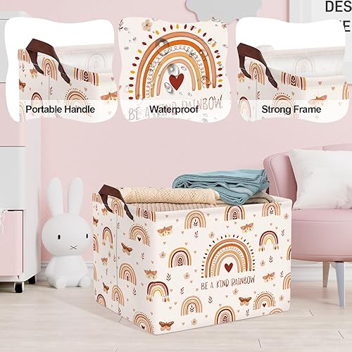 Miniatura 4 de Clastyle Cesta de juguete de arco iris bohemio rectangular mariposa flor rosa niña cesta decoración ropa cuarto cuarto cesta bebé regalo libro