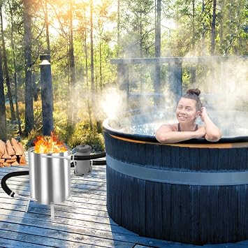 UISEBRT Poolheizung mit Feuer   Holzbeheizter Poolofen aus Edelstahl mit Heizspirale Ascheschale & Kaminmatte f r Schwimmb der 32/38 mm Anschl sse