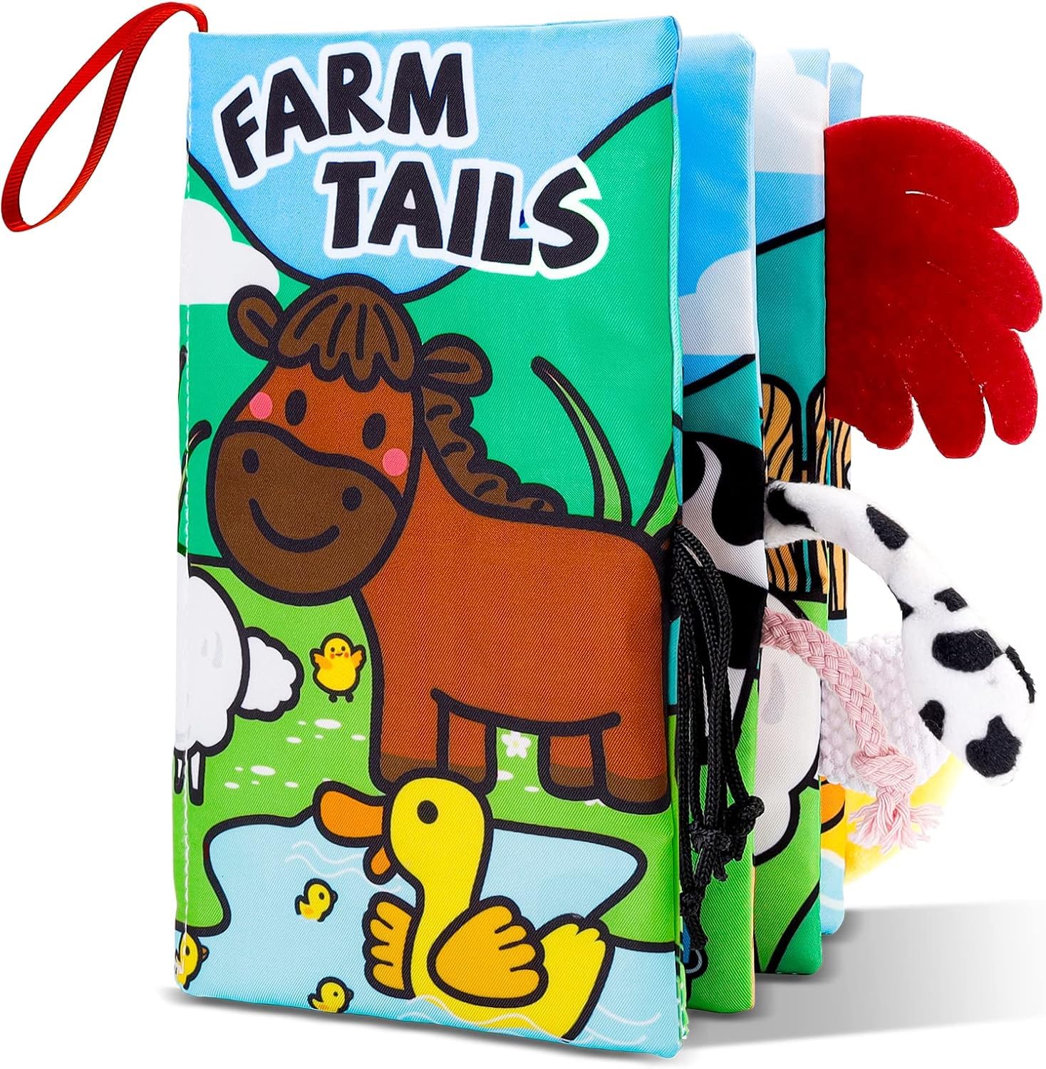 Montchi Baby Sensory Soft Books Toy - High Contrast Book Baby Toys 0-6 Months Newborn Crinkle Cloth Tails Book Babies Early Development Activity Bath Toys for First Gift Infants 0 3 6 9 Months