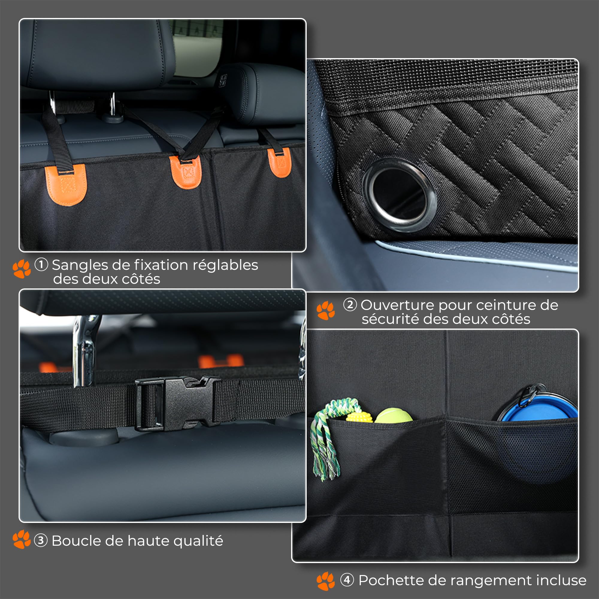 KYG Siège Auto pour Chiens de Grande Taille avec Tapis, Protège-siège Extensible imperméable pour Chien avec 3 fenêtres en Maille, Siège pour Animal Pliable pour Voitures/Camions/SUV
