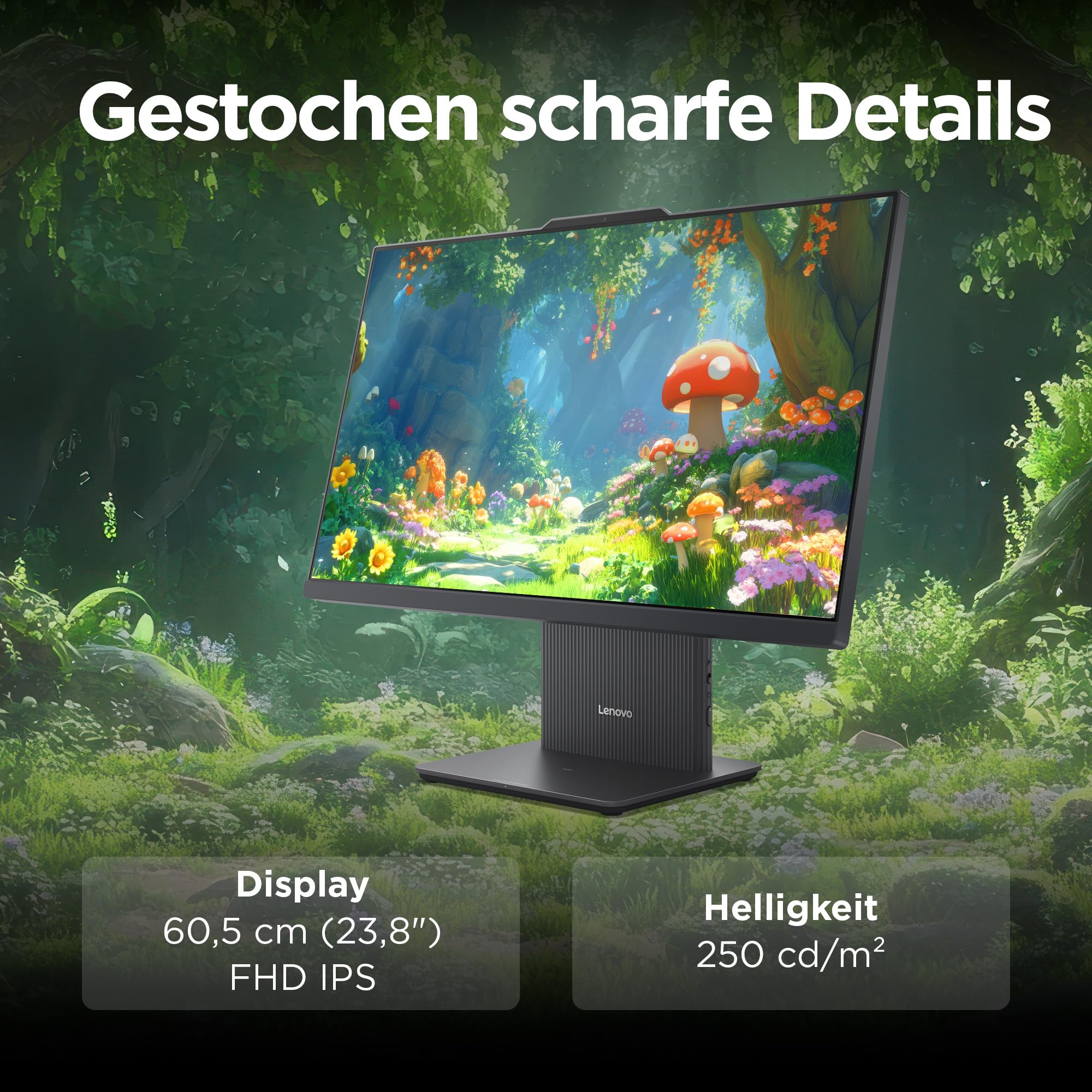 Lenovo IdeaCentre All-In-One PC | 23.8" Full HD Display | AMD Ryzen 5 220 | 16GB RAM | 1TB SSD | AMD Radeonn Grafik | Win11 | Inkl. USB Maus-Tastatur | Luna grau | 3 Monate Premium Care