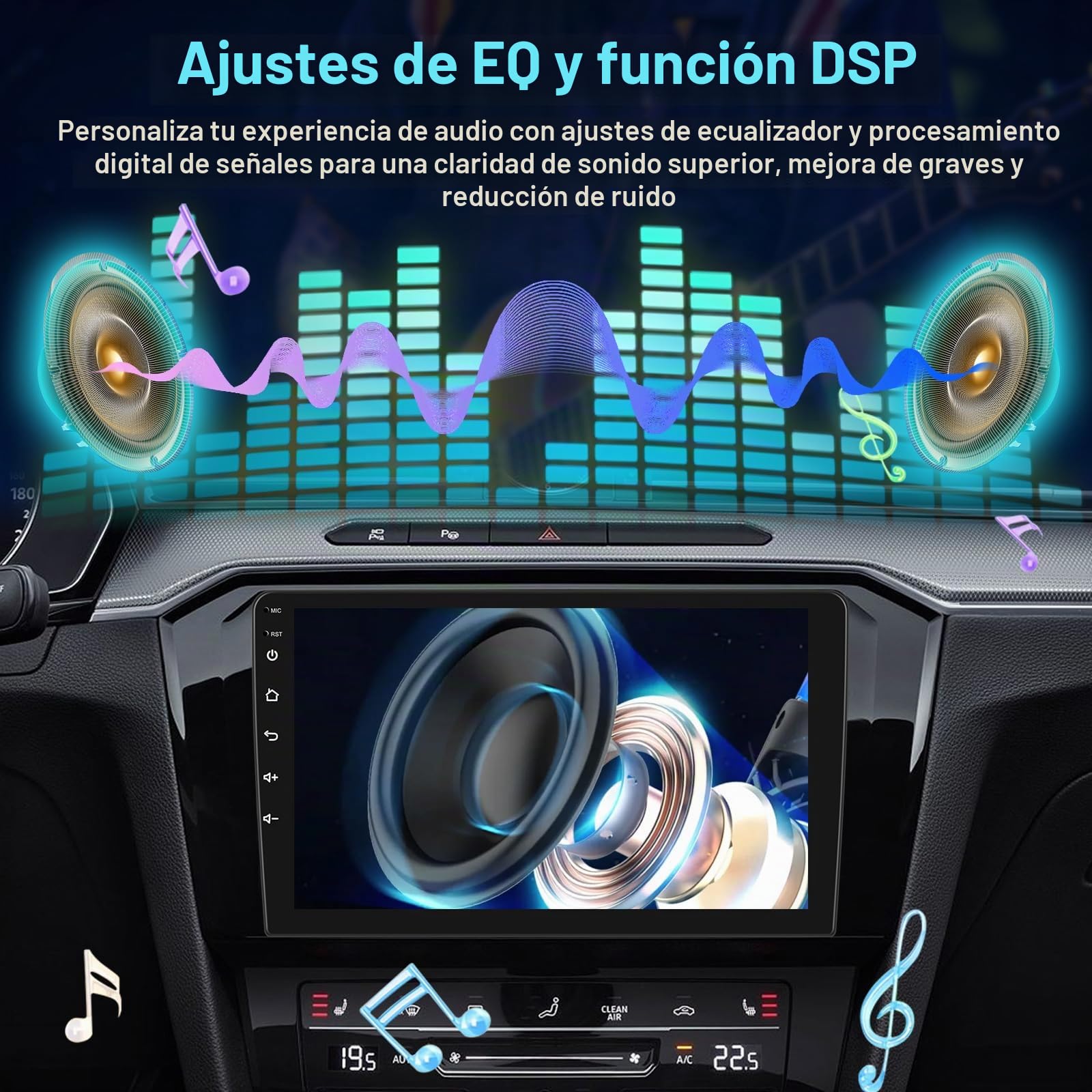 Radio Android 2+64GB para Peugeot 307 2002-2013, Pantalla Táctil IPS 9 Pulgadas con CarPlay & Android Auto Inalámbrico, GPS WiFi Bluetooth DSP + Cámara de Marcha Atrás & Micrófono