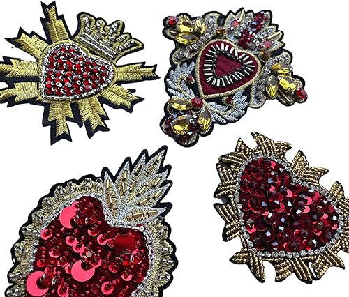 Miniatura 2 de Parche de corazón, apliques de cuentas, apliques de diamantes de imitación para vestidos, bolsos, chaquetas, jeans, apliques para disfraces de