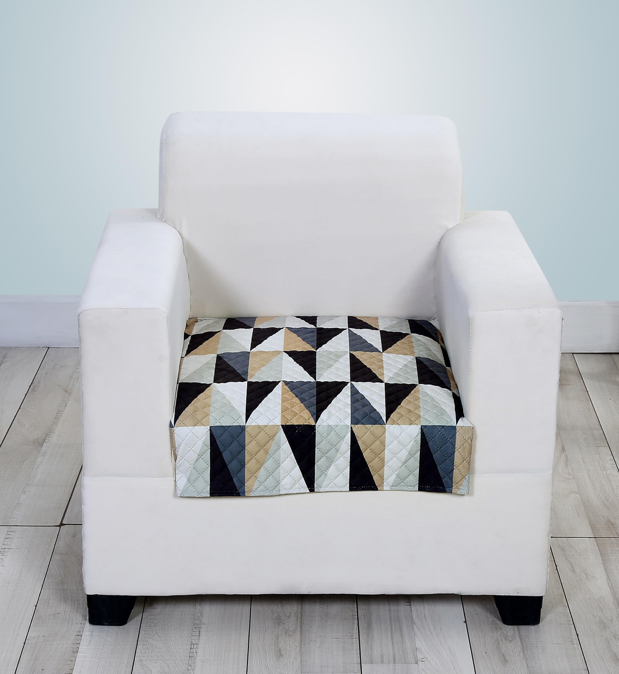 FABANE Printed Sofa Seat Cover for Single Seater with Heavy Antiskid Backing & Easily Machine Washable Sofa Seat Runner for Couch or Home Living Area - (27 x 24 Inches) Brown Triangle (B0D15V1V51) Amazon Price History, Amazon Price Tracker