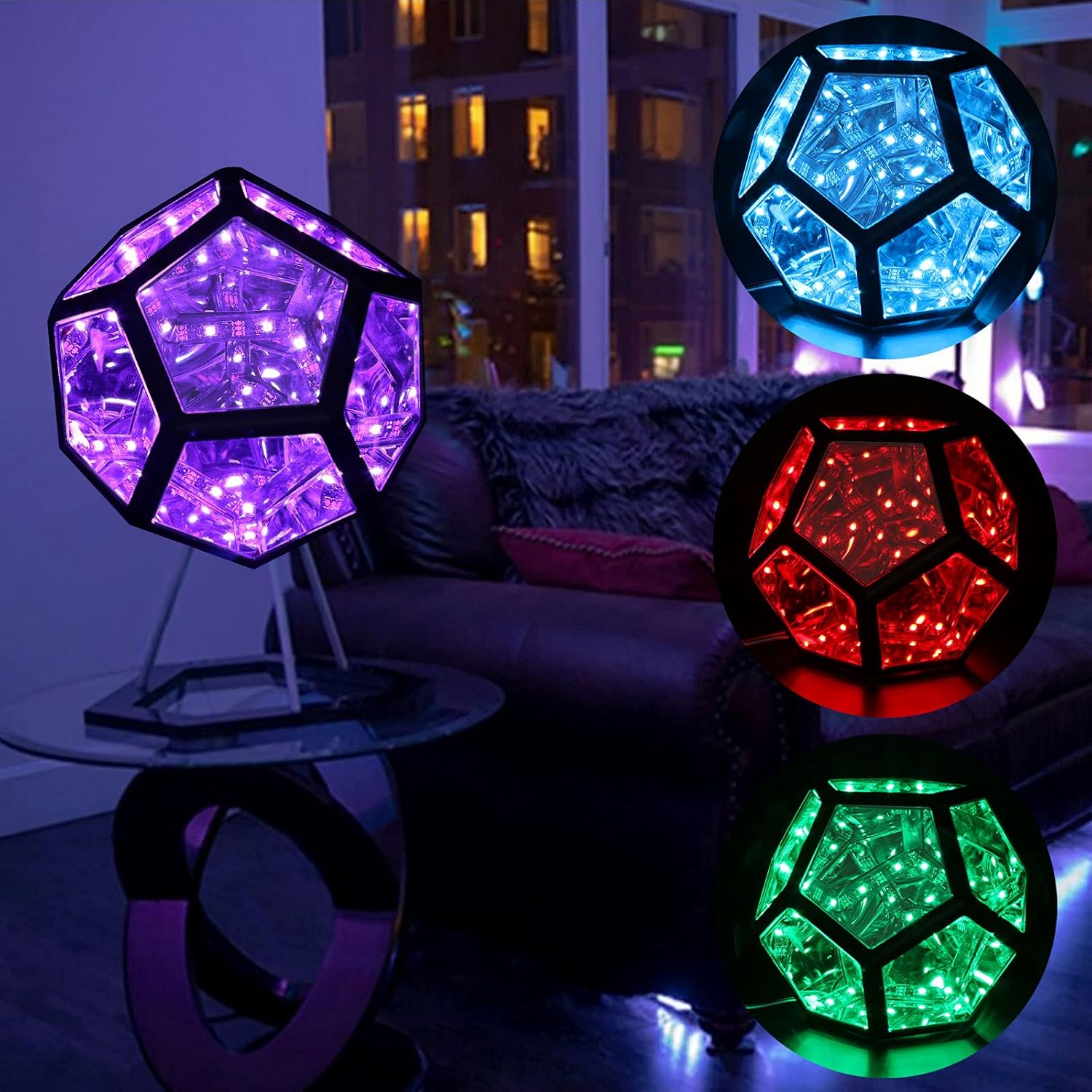 Infinity Dodecahedron, Creative and Cool Infinite Dodecahedron Color Art Light Night Light