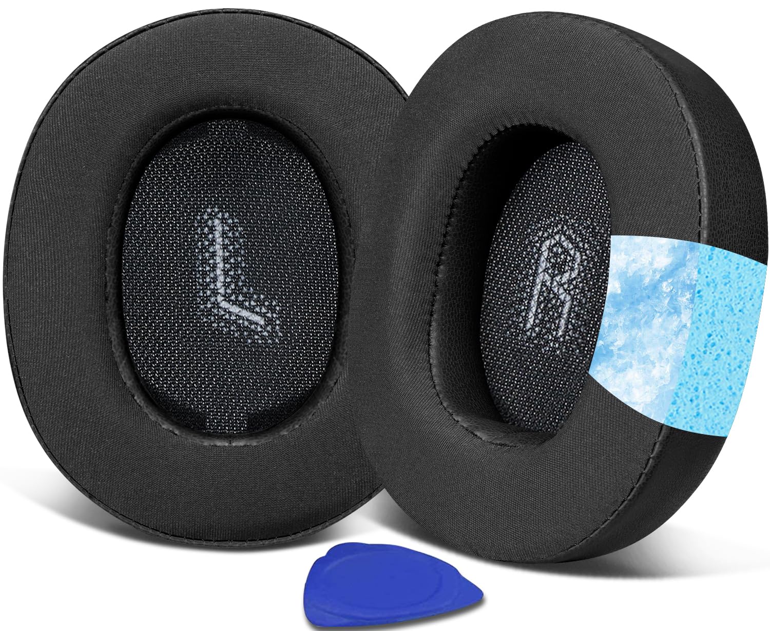 SOULWIT Cooling Gel Replacement Earpads for JBL E55BT(E55 BT) Over-Ear Wireless Headphones, Ear Pads Cushions with Noise Isolation Foam – Black