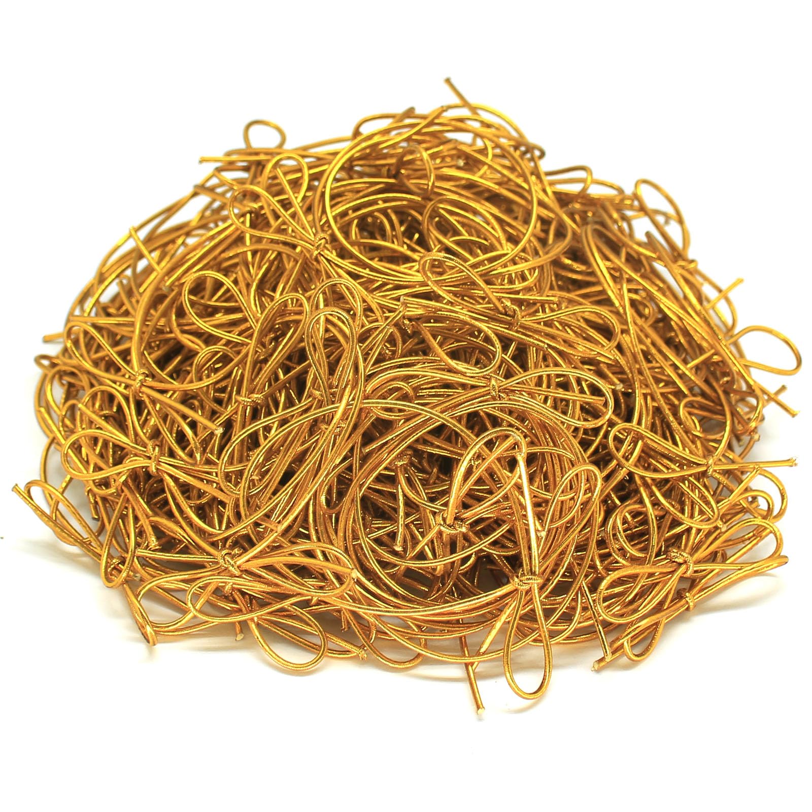 OZXCHIXU 200 Pcs Stretch Loops Metallic Elastic Cord Pre Tied Ornament Strings Elastic Ribbon for Tags String Bows for Gift Wrapping Crafts Tags Boxes Bow (Gold, 10 inch/200pcs)