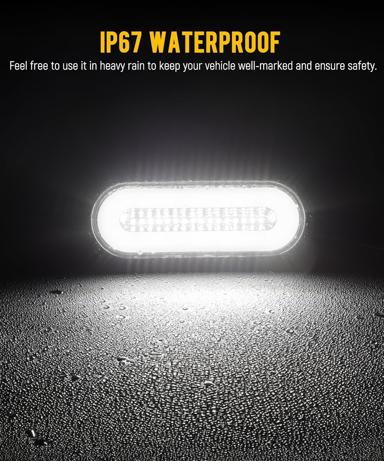 Partsam 6Pcs 6 Inch Oval LED Trailer Tail Lights 4 Red 2 White with Halo Glow Stop Turn Tail Running Reverse Backup Light Lamps Rubber Grommet 3-Prong Wire Pigtails Included, 12-24V, IP67 Waterproof