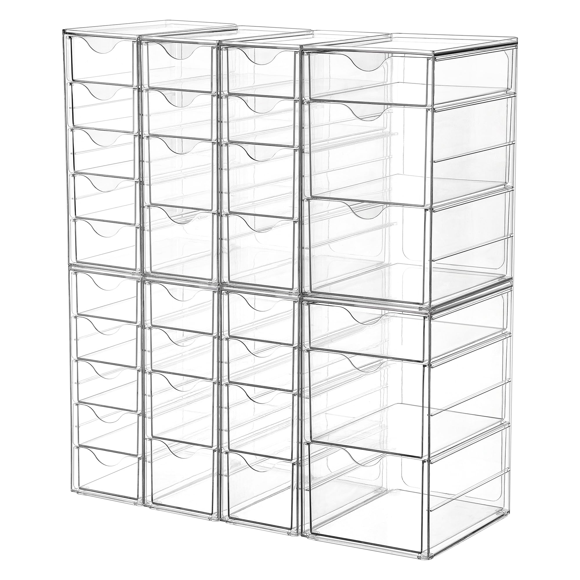 Vtopmart Acrylic Organizer with 16 Drawers (4 Set),Clear Storage Drawers for Office Supplies,Desk Organization and Storage for Makeup,Jewelry,Art Crafts