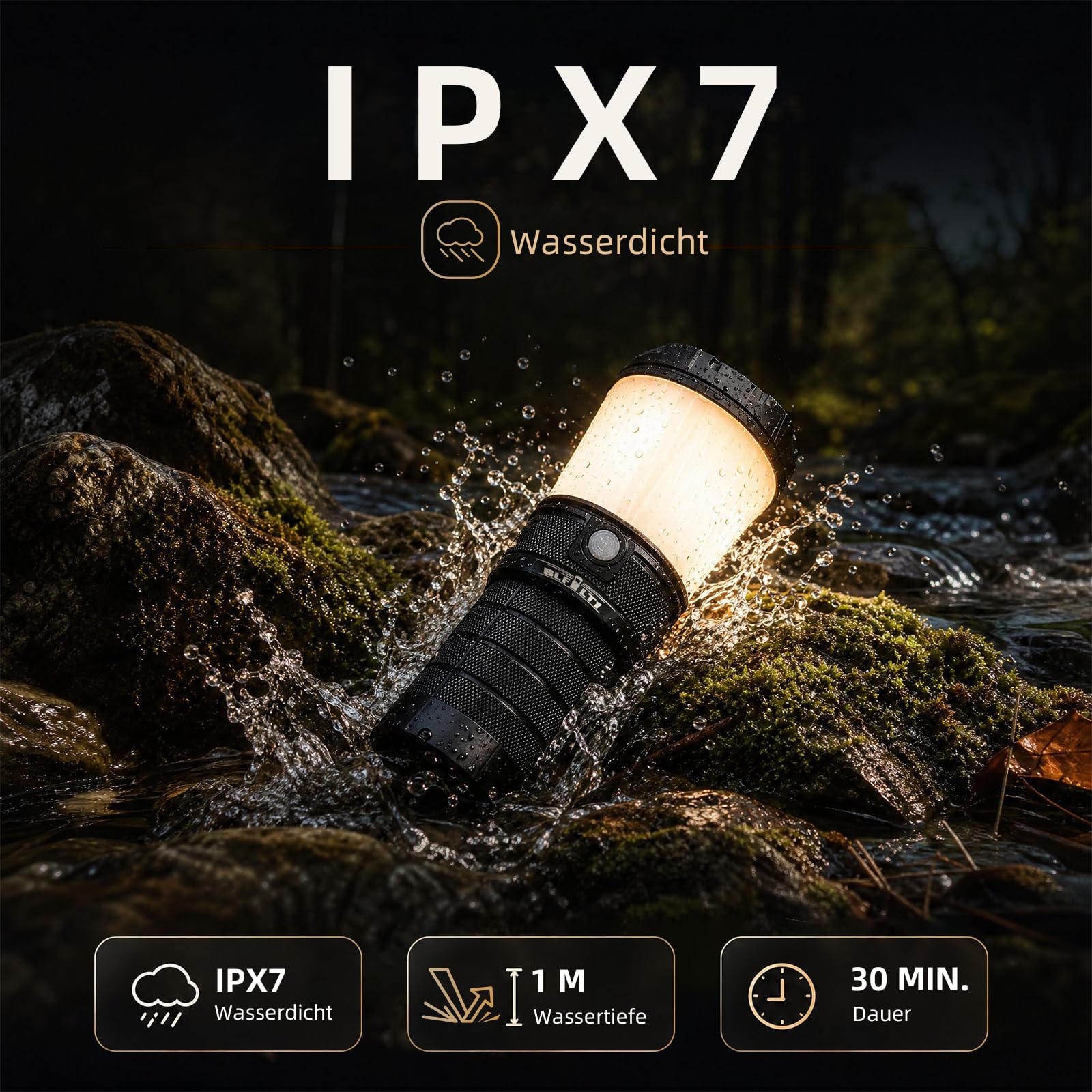 Sofirn LT1 Campinglampe Aufladbar, Outdoor Lampe mit 2700K-5000K einstellbarer Farbtemperatur, IPX7 wasserdicht, 90 CRI, extra lange Laufzeit, USB-C, für Camping und Outdoor