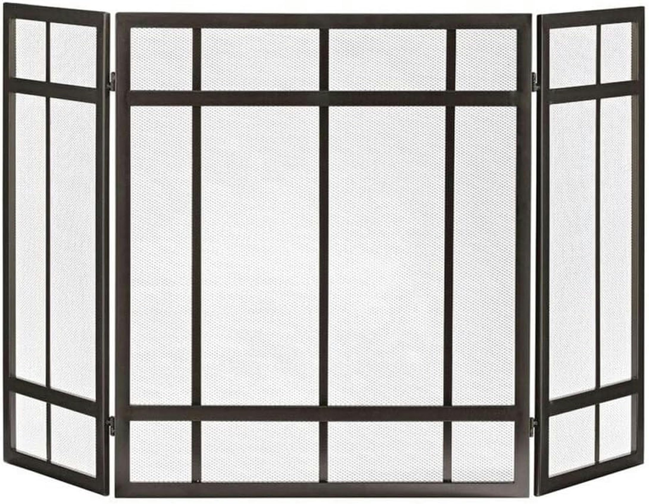 Pantalla para chimenea de hierro forjado de tres paneles protector de salon