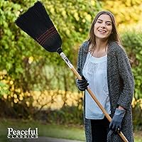 Vista 6 de Escoba de maíz Amish hecha a mano con mango de madera – Escoba resistente de 57 pulgadas para patio, vestíbulo y mercado, Escoba de paja 100%