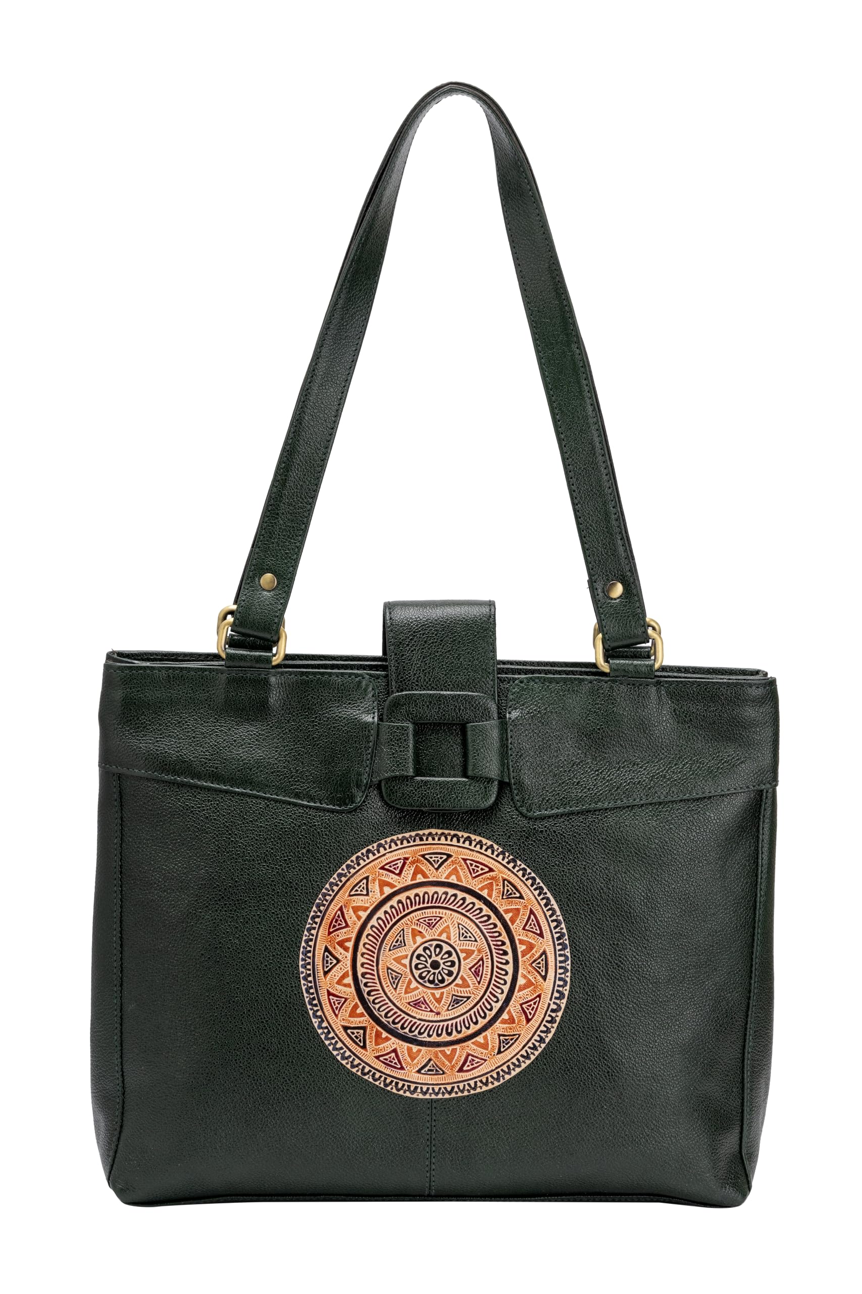 TANN IN Genuine Leather Ladies handbag - Handmade with Shantiniketan motif print (Bottle Green) (B0D4J9KCDN) Amazon Price History, Amazon Price Tracker