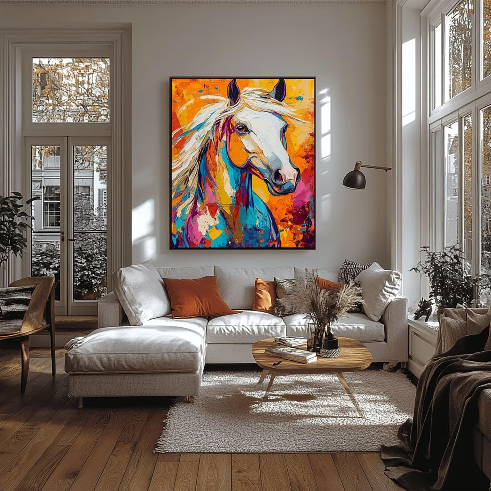 Malen Nach Zahlen Erwachsene Tier DIY Set Erwachsene mit Leinwand zum Bemalen Horse 110x80 cm 36 Farben Acrylfarben Set und Pinsel, Malen Nach Zahlen Kinder für Deko Wohnzimmer Geschenke 2YH-0608