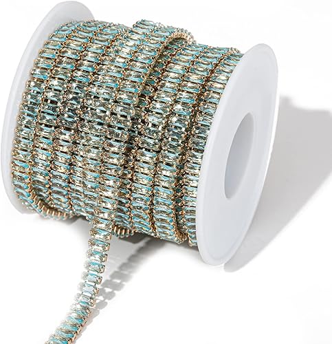 1 yarda de cadena estrecha de diamantes de imitación de zircón de cristal, adorno rectangular de cuentas para costura, manualidades, decoración de