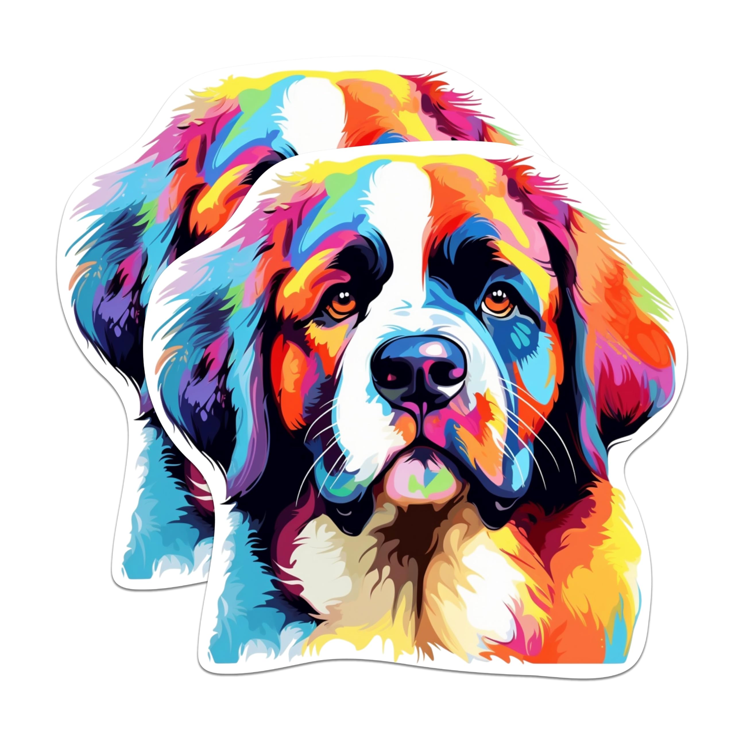 (2 Pack) Saint Bernard Dog Breed Stickers - 5 Inches On Longest Side - Choose from Over 100 Dog Breeds - for Cars, Trucks, Skateboards, Laptops - Made in USA - BMCS1938