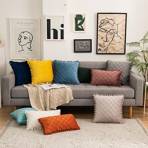 Miniatura 2 de Juego de 2 fundas de almohada decorativas de 18 x 18 pulgadas, fundas de almohada cuadradas suaves para sala de estar, sofá, cama, decoración del