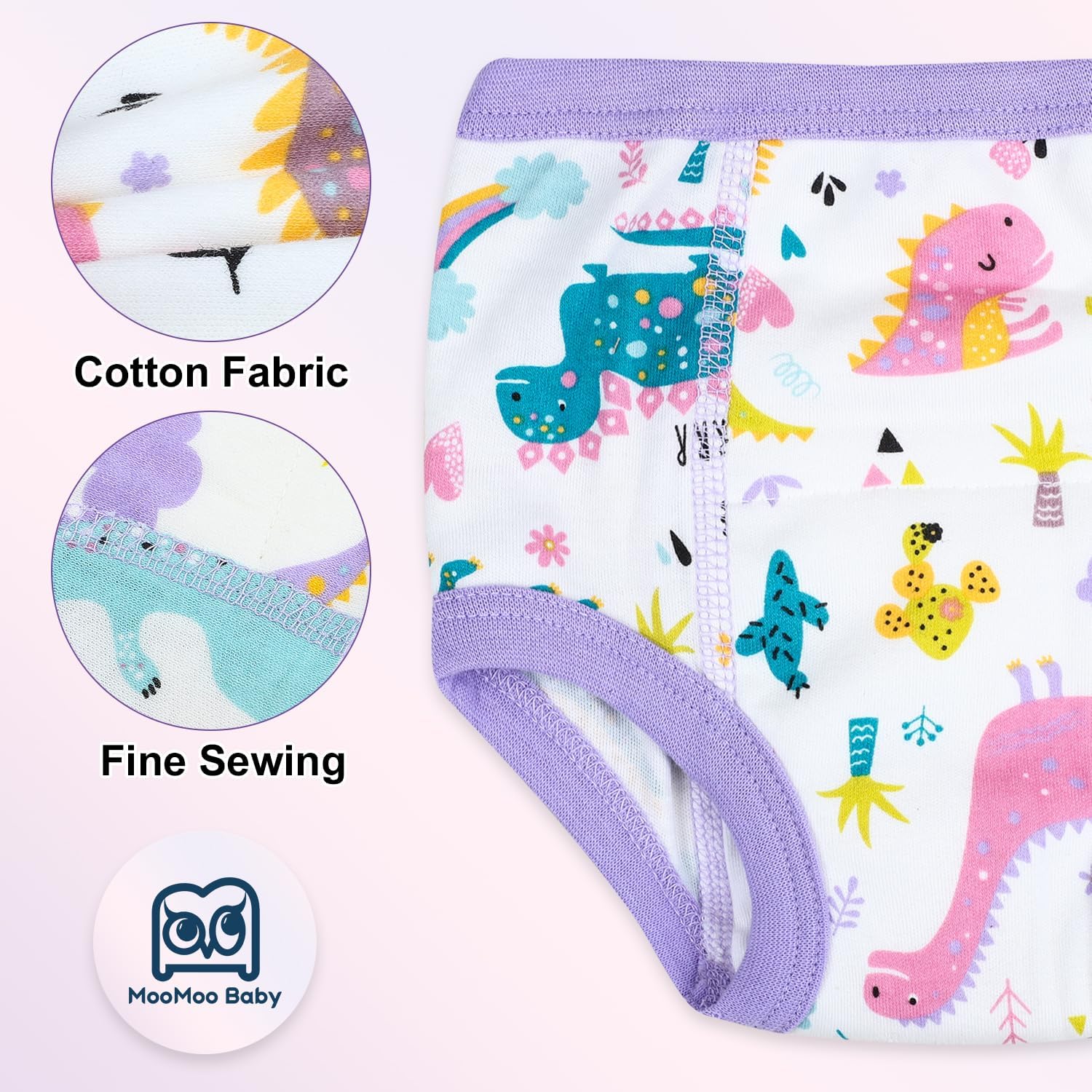 MooMoo Baby Potty Training Underwear 10 Packs Absorbent Toddler Training Pants for Boys and Girls Cotton Pee Pants 2T-9T - Image 4