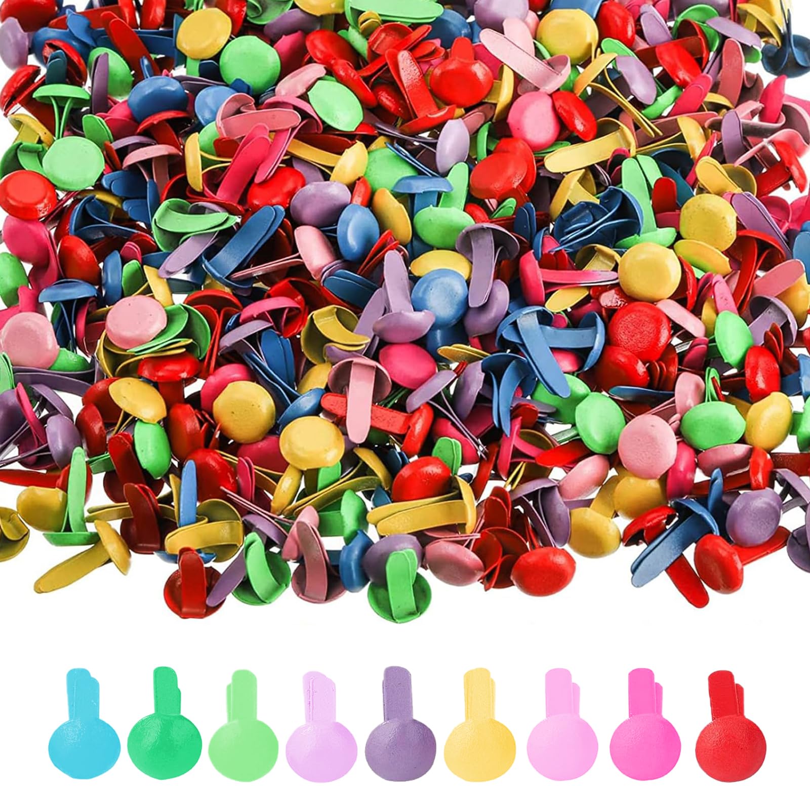 100 Fermacampioni Metallici Per Scrapbooking - Mini Chiodini Colorati Per Fai Da Te