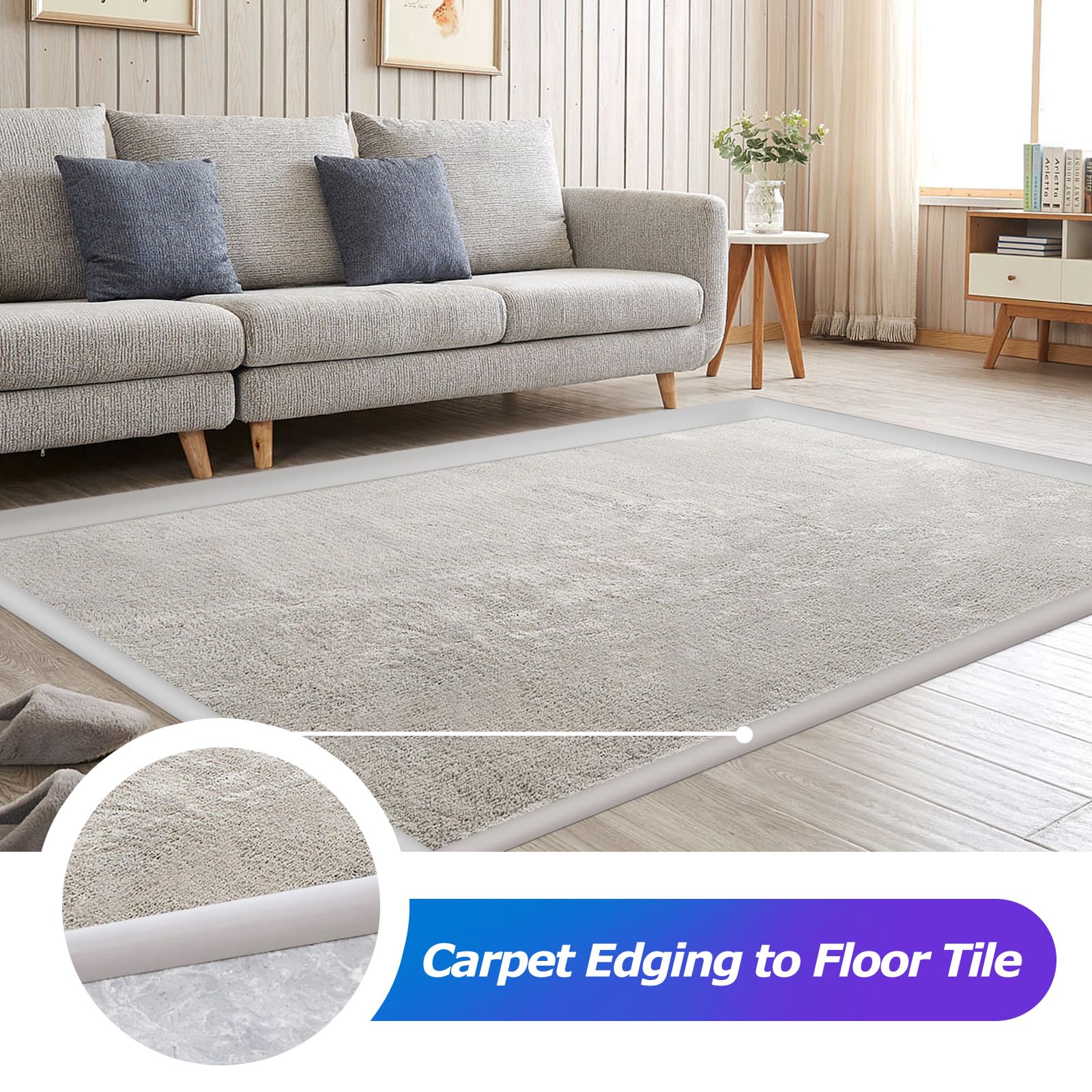 Striscia Soglia Porta In Gomma PVC - 2 Metri, Adesiva, Per Transizione Pavimento/Tappeto, Grigio - Foto 8