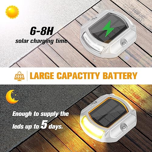 Miniatura 4 de VOLISUN Paquete de 16 luces solares de 2 colores en 1 para muelle de entrada (blanco + blanco cálido)