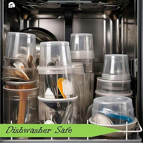 Miniatura 5 de Mr Miracle Contenedores de delicatessen con tapas, paquete de 24 recipientes de plástico transparente herméticos reutilizables para alimentos y