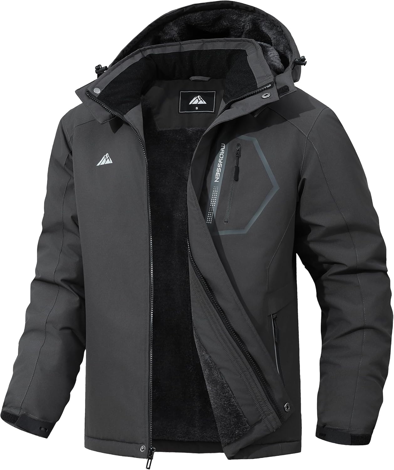 Men's Waterproof and Windproof Ski Jacket, Winter Raincoat with Multiple Pockets, S...