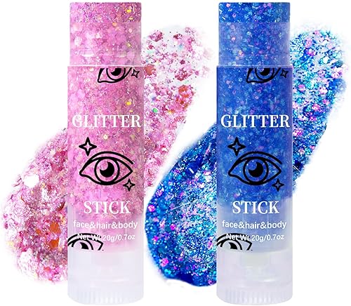 2 unidades de purpurina para la cara y el cuerpo, para cantantes, conciertos, festivales, música, rave, purpurina gruesa, lentejuelas de sirena