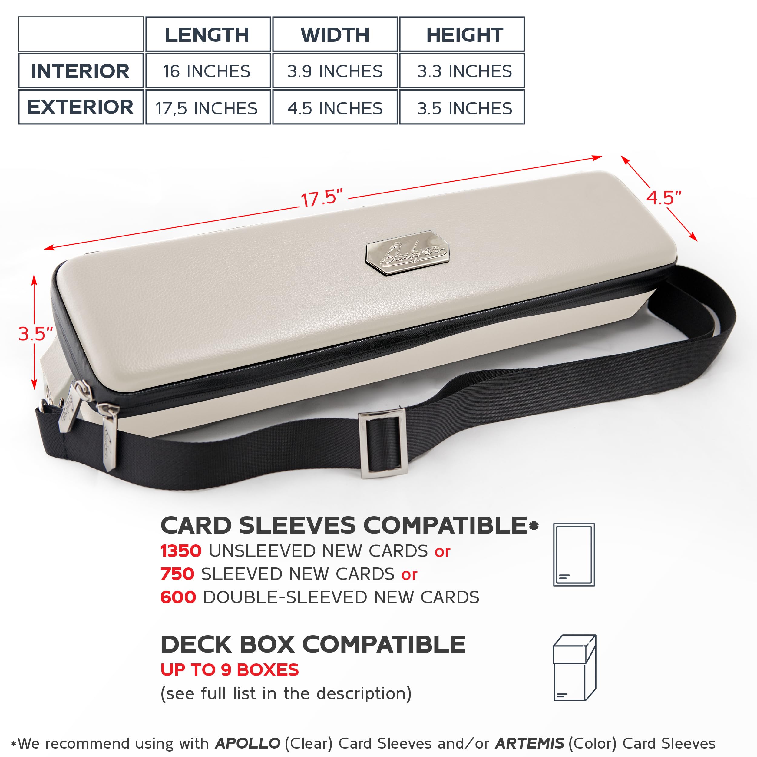 Quiver Time fits Pokemon Cards and other TCG Games - Storage Bag for Playing/Trading Cards and Deck Box (Straps, Dividers & 100 Apollo Card Sleeves): Ivory White Quiver Card Carrying Case
