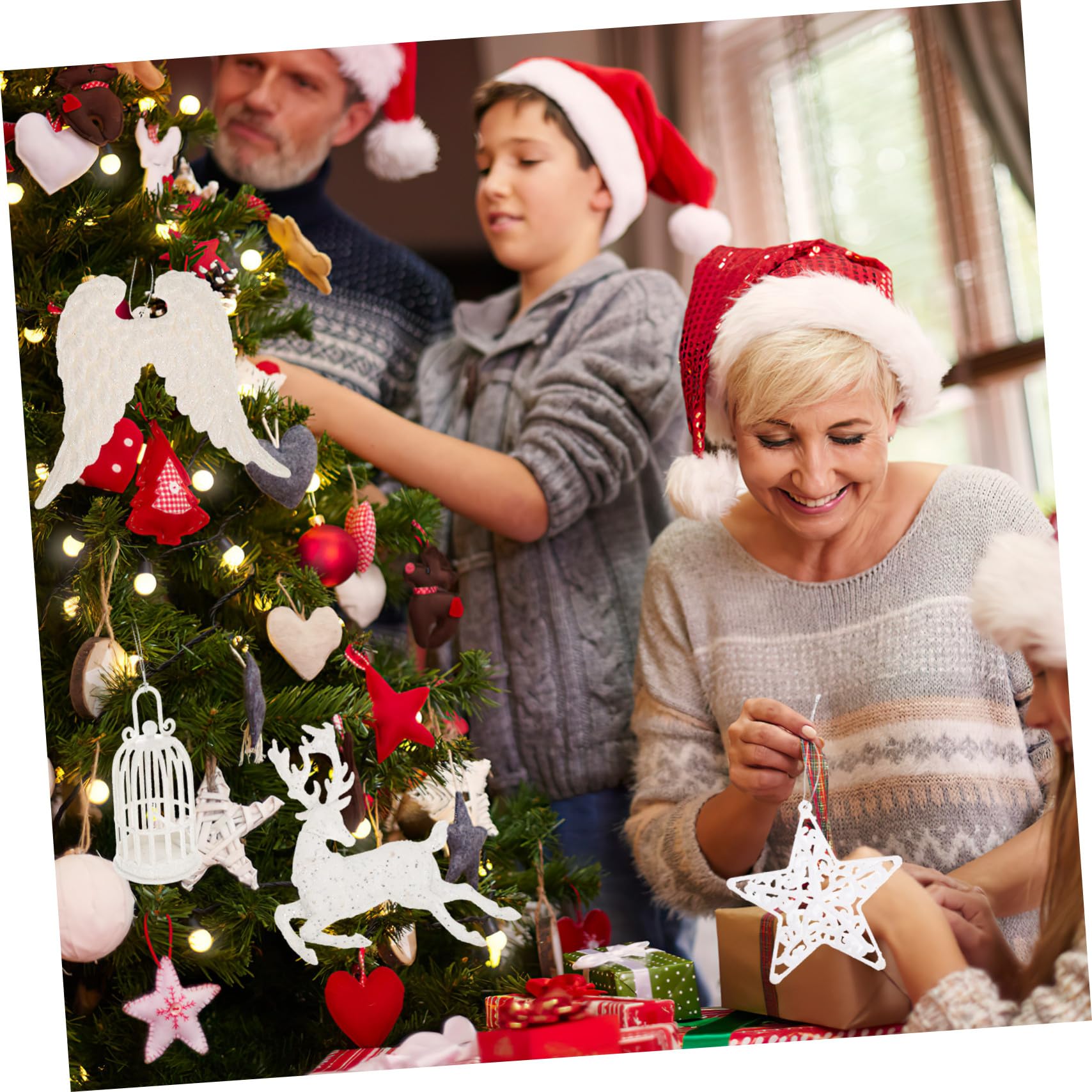 ULTECHNOVO 3 Set Ornamenti Per L'albero Di Natale Decorazioni Sospese in Decorazione Dell'ornamento Animale Ornamenti Di Animali Schiuma Bianca 4 Pezzi * 3