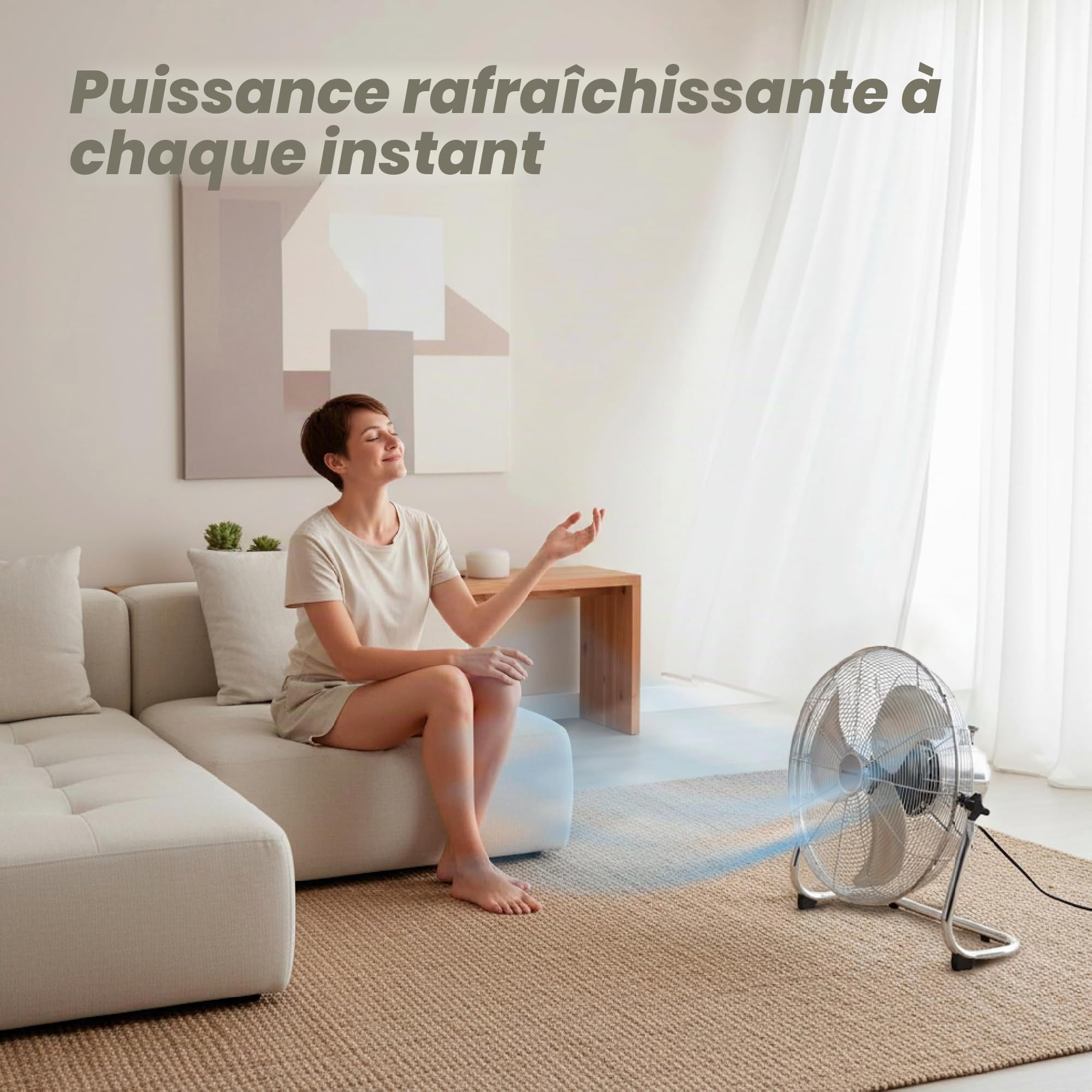 Grunkel - Ventilateur industriel de sol de 100 W et 45 cm de diamètre - MET-H18 industriel - Avec 3 vitesses différentes et angle d'inclinaison réglable