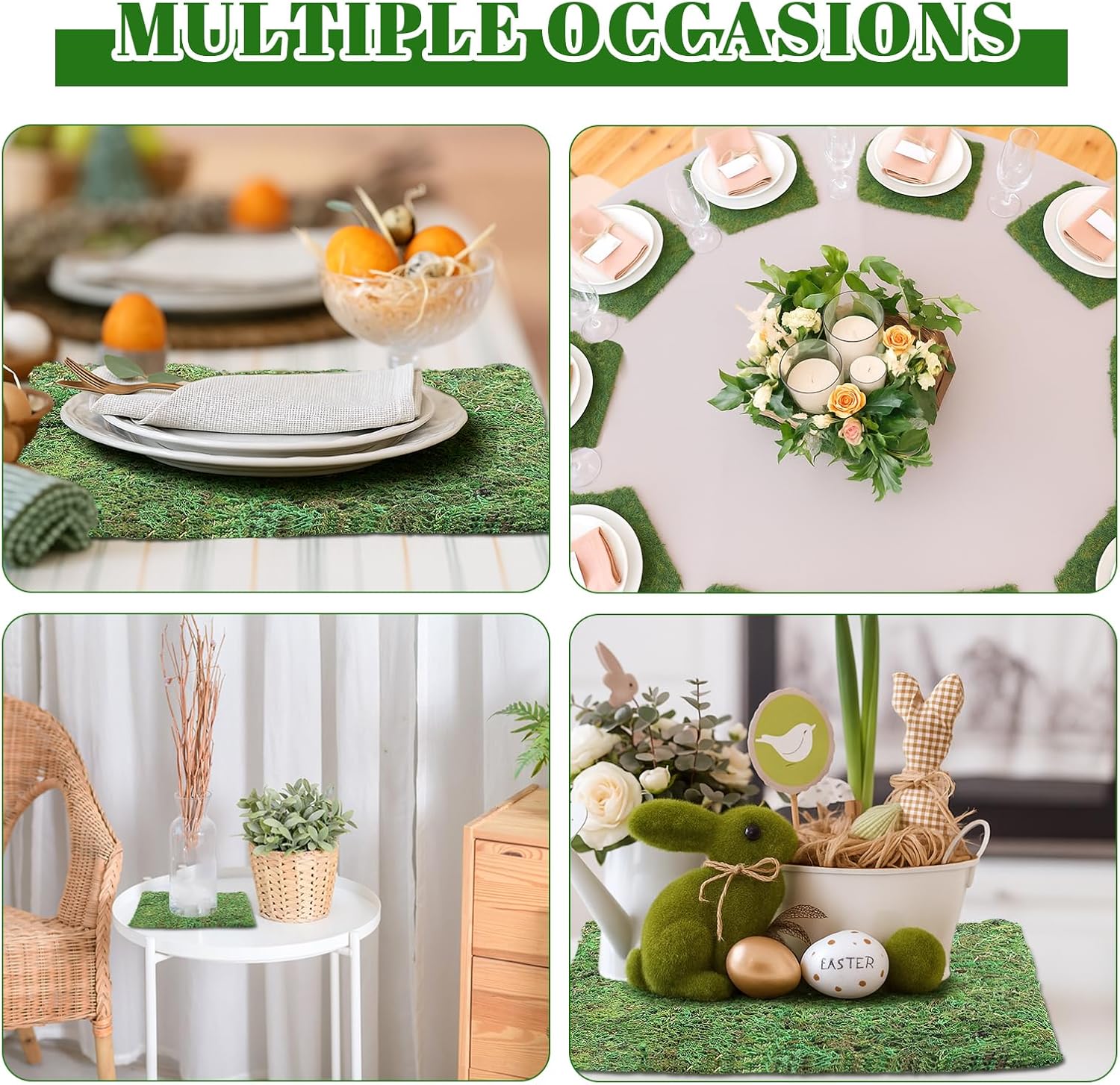 Canlierr 6 Pack Dried Moss Mat for Spring Table Centerpieces, 12 x 12 Inch Square Mat for Wedding Baby Shower Party Decor, DIY Crafts, Fairy Miniature Gardens Accessories