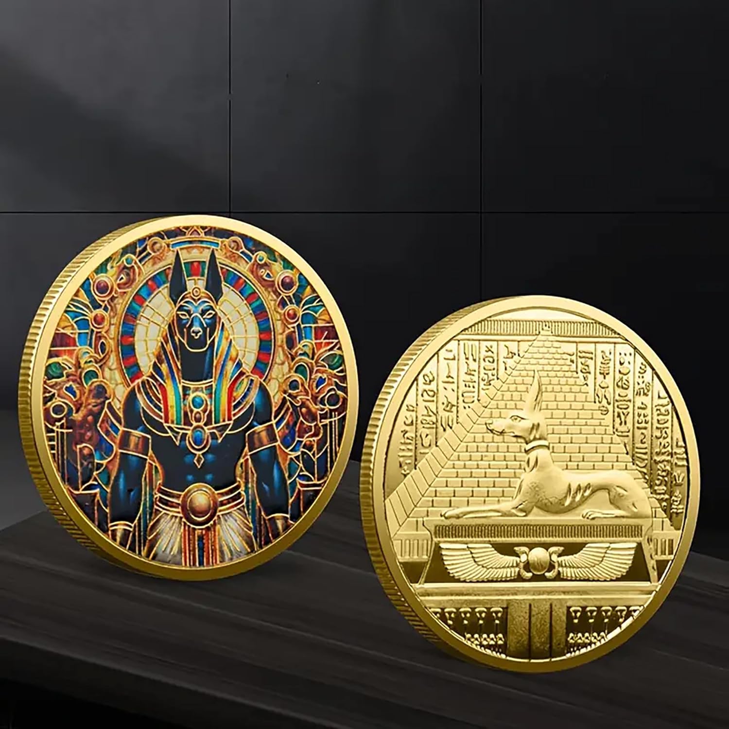 Anubis Egyptian Challenge Coin – 1.57 Inch Collectible Coin with Detailed Anubis Design, Egyptian Symbols, and Historical Significance