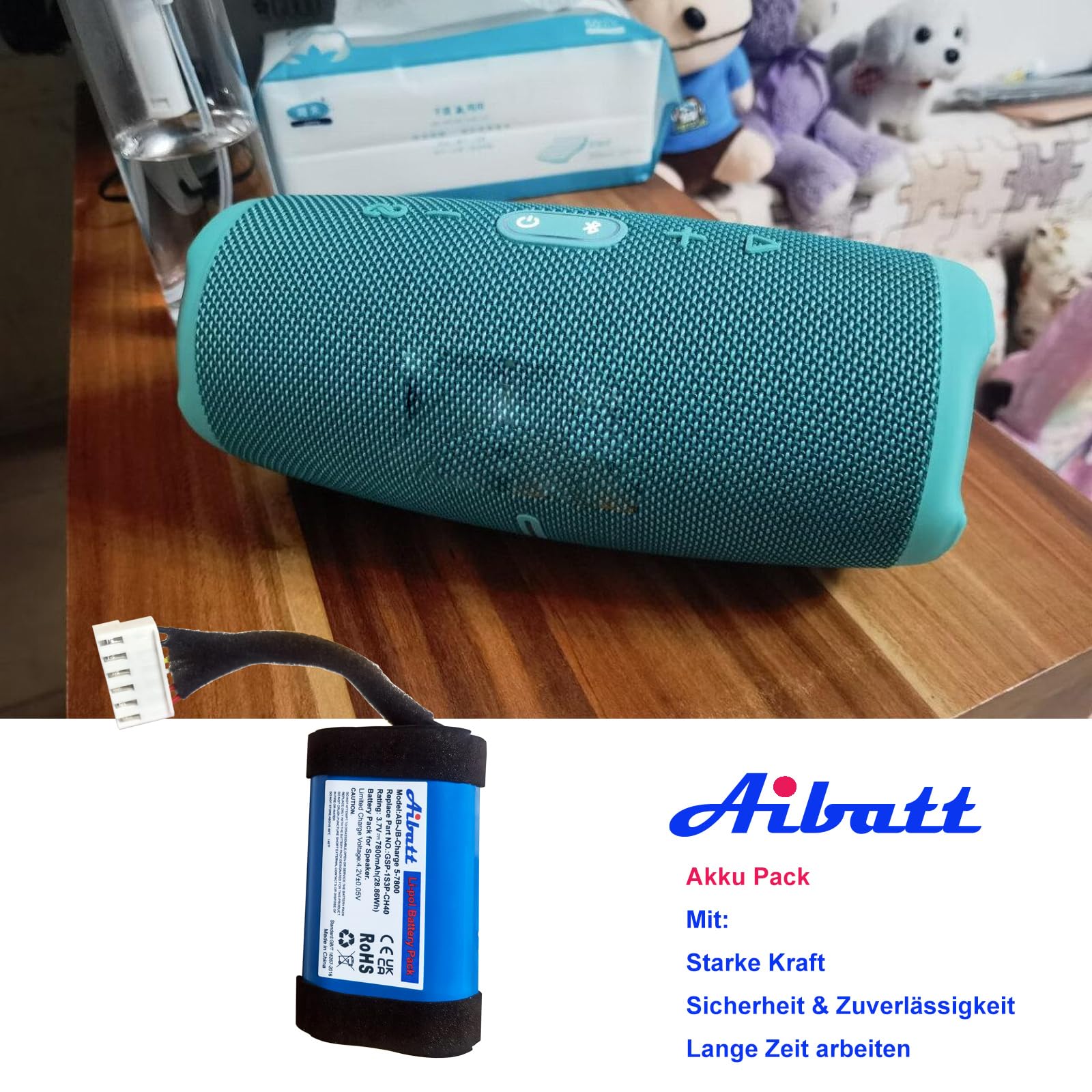 7800mAh Ersatzakku für JBL Charge 5, Akku für JBL Charge 5th Generation Bluetooth Lautsprecher, Ersatz für JBL Batterie GSP-1S3P-CH40, GSP-1S3P-CH4A.