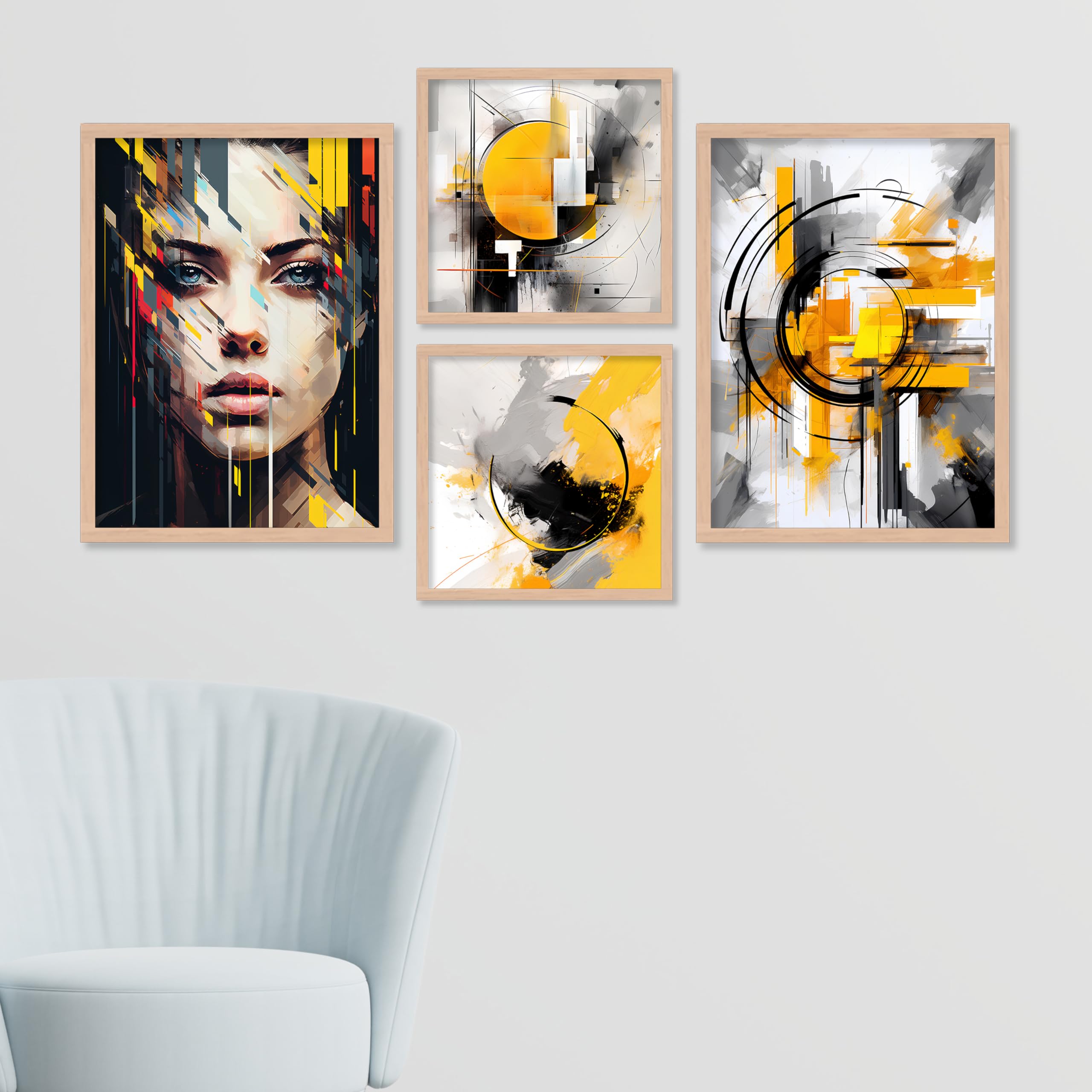 BANGERZ Modern Art Wall Decor Paintings For Living Room, Bedroom, Office - Decorative Framed Aesthetic Wall Posters Paintings For Wall Decoration (Set of 4) (Medium, Artwork 2) 4