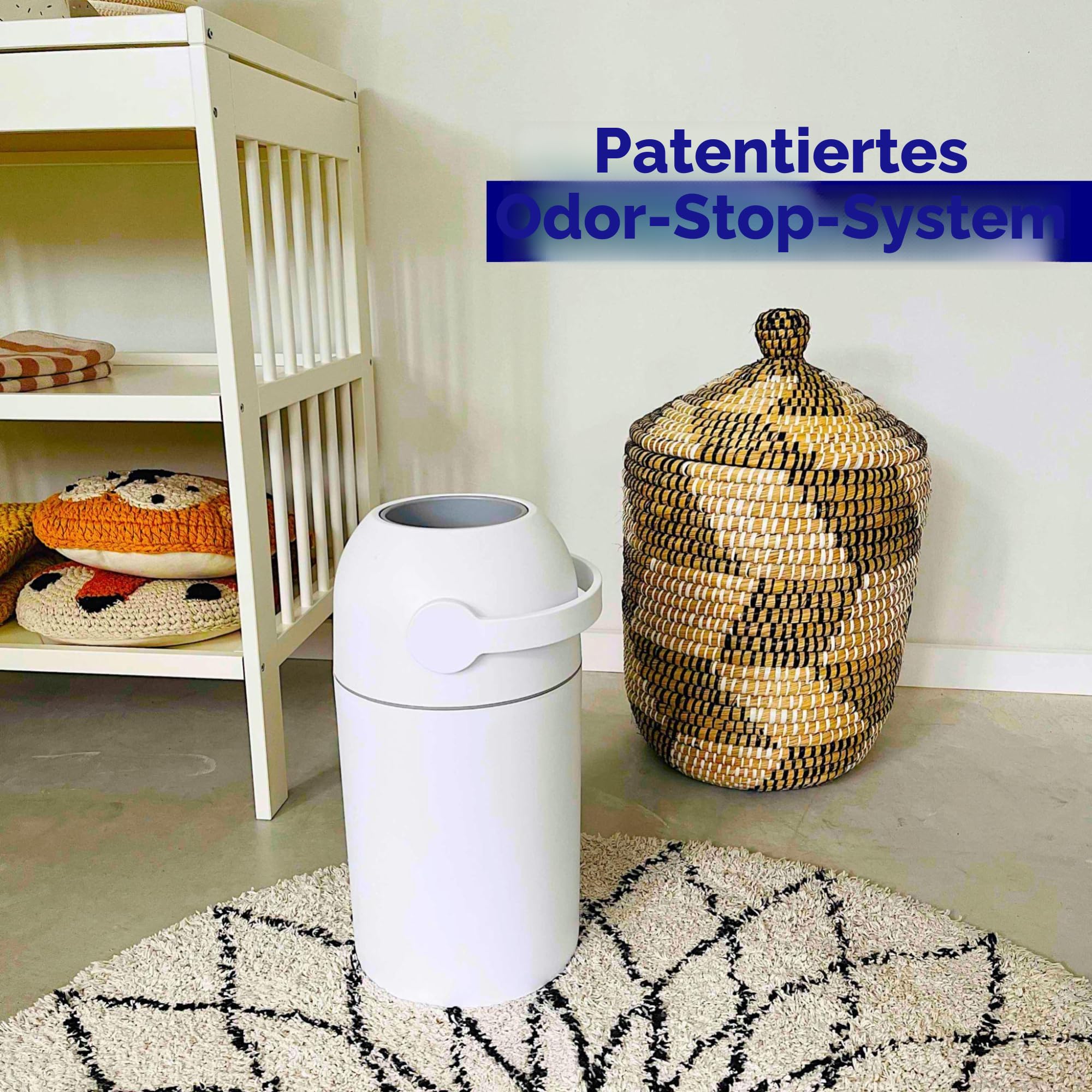 Magic Baby Windeleimer, patentiertes Geruch-Stopp-System, verwenden Sie jeden Müllbeutel, Einhandhebel, 4 Rollen Beutel inklusive (Graphit)