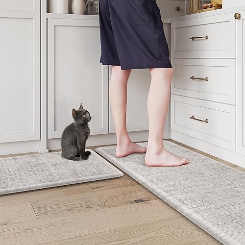 Miniatura 7 de Sungea Tapete de cocina bohemio, 2 unidades, acolchado antifatiga, antideslizante, impermeable, tapete de PVC de espuma cómoda para fregadero de
