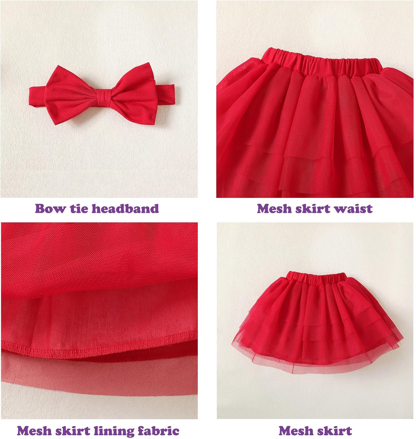 Baby Girl Ruffle Sleeve Romper Dress Newborn Solid Color Dress Bow Outfit Infant Jumpsuit Tutu Skirt Set Clothes - Image 7