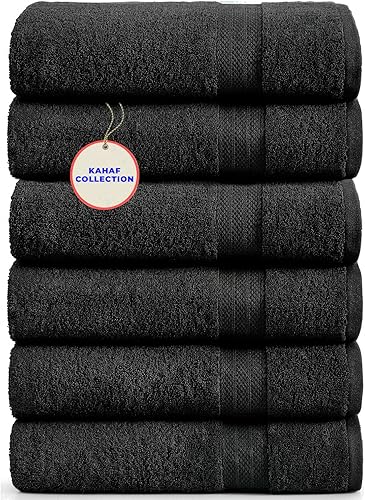 Miniatura 8 de KAHAF COLLECTION Paquete de 6 toallas de baño 100 % algodón, de 24 x 48 pulgadas, de secado rápido, altamente absorbentes, suaves al tacto,